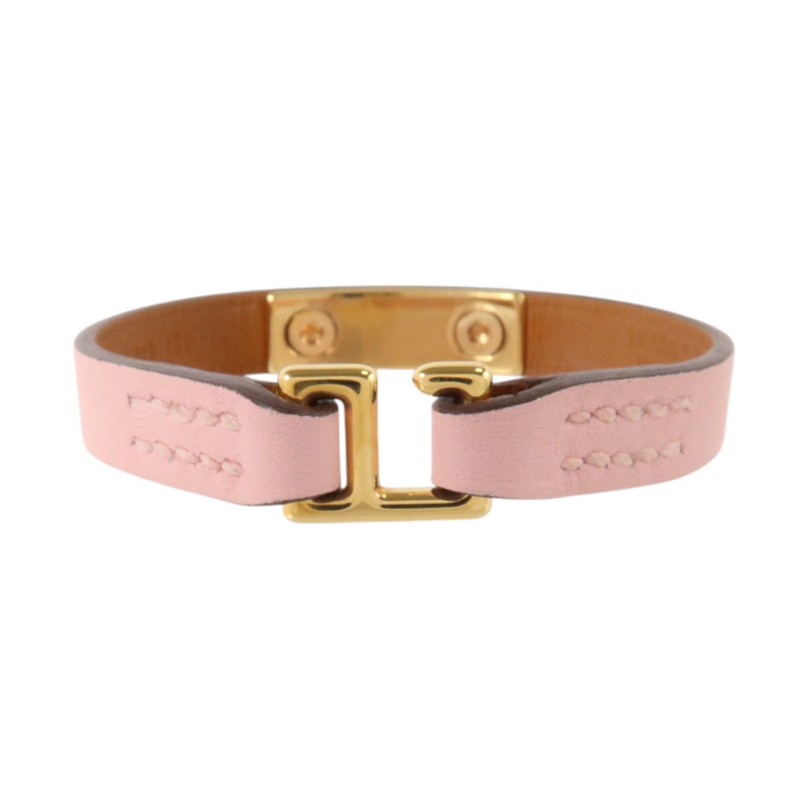 HERMES Swift皮革Rivale Mini Bracelet金扣手鏈Mauve Pale