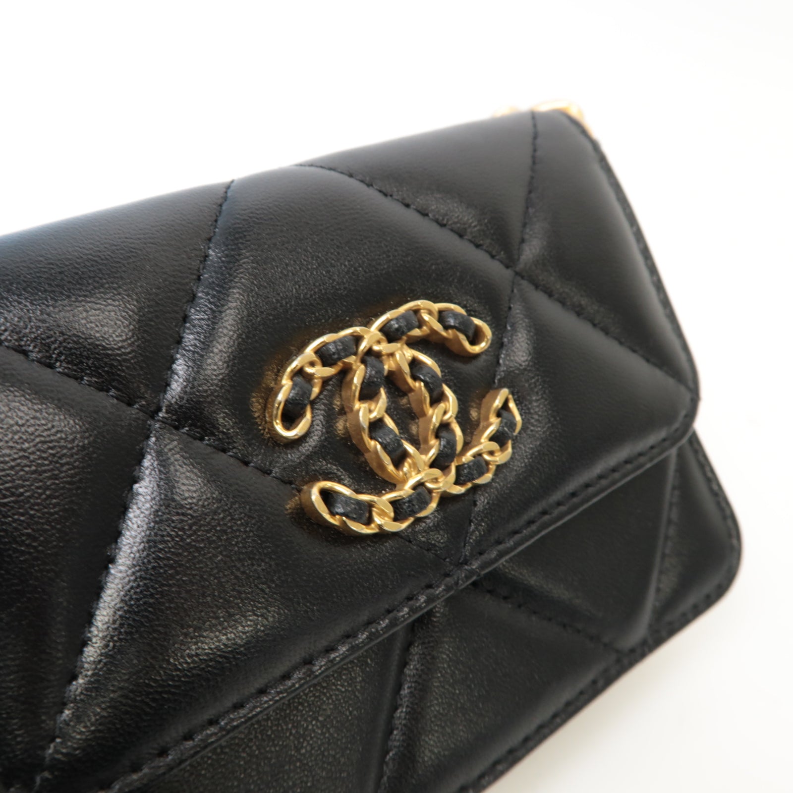 CHANEL 【激減優惠】菱格羊皮皮革Chain Shoulder金扣/銀扣鏈帶肩背袋黑色