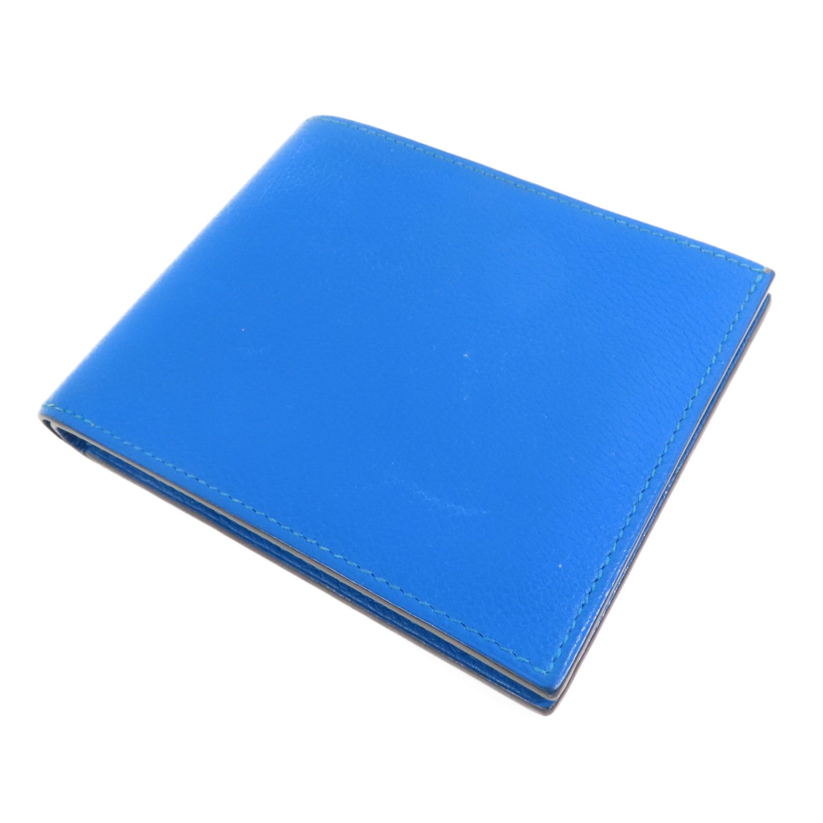 HERMES Evercolor皮革Citizen Twill Compact Wallet短錢包Bleu Hydra