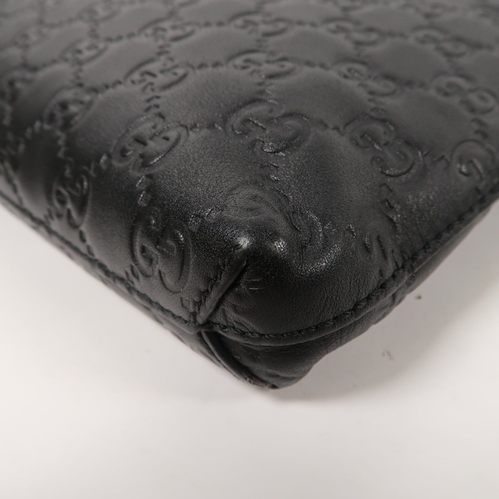 GUCCI 【激減優惠】牛皮皮革Guccissima Clutch Second Bag銀扣手拿包黑色