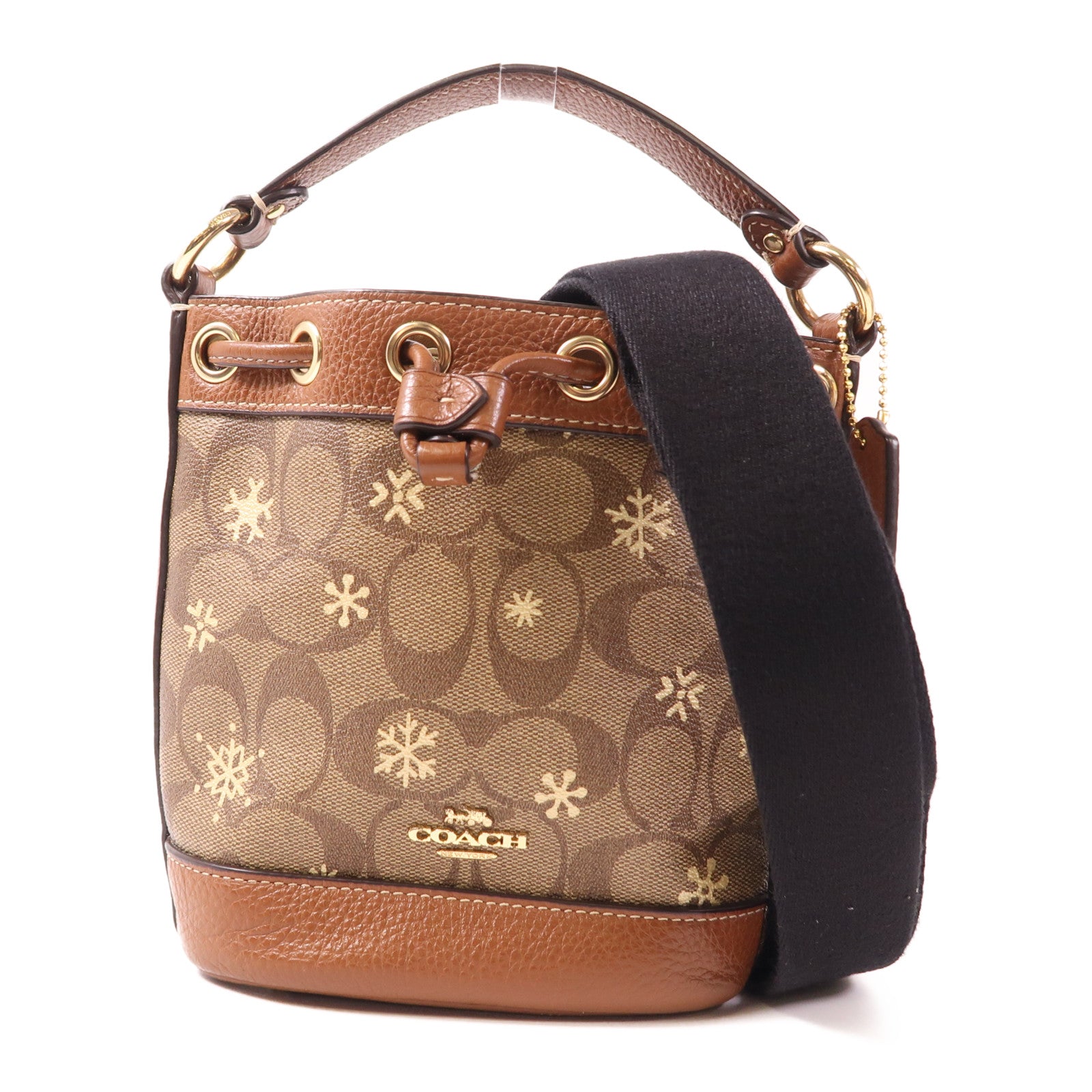 COACH 塗層帆布2 Way Shoulder金扣手挽肩背兩用袋