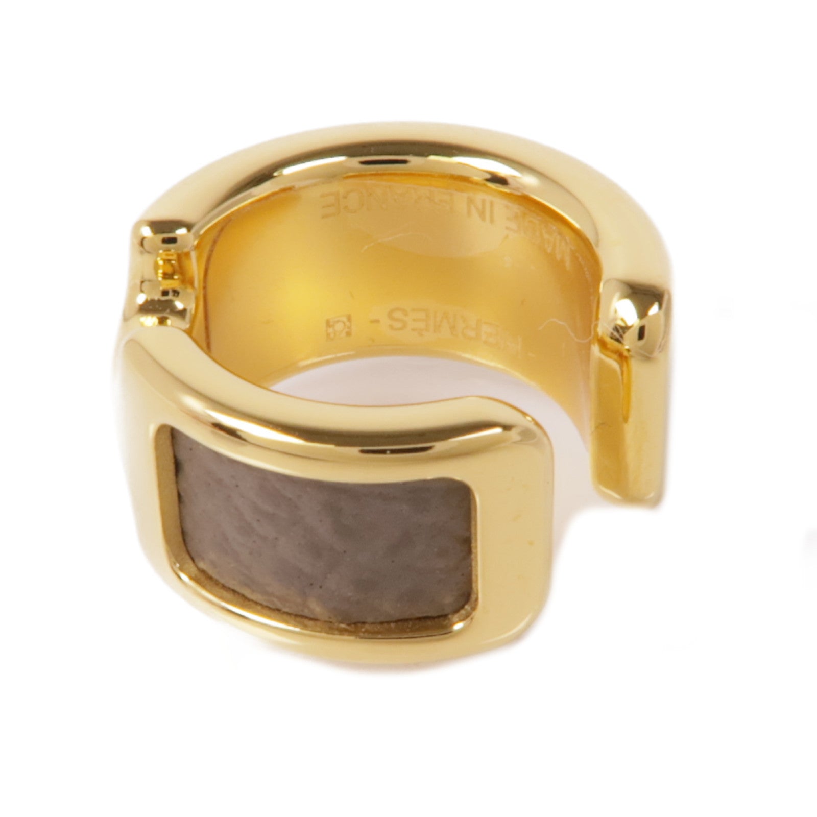 HERMES 金屬/牛皮皮革Olympe Ear Cuff耳夾Etoupe
