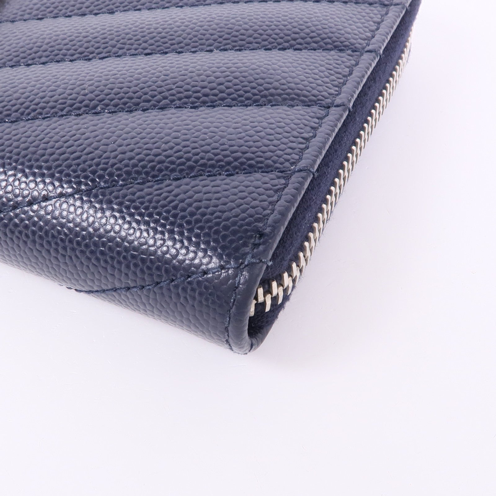 SAINT LAURENT 牛皮皮革Zipper Wallet銀扣長錢包