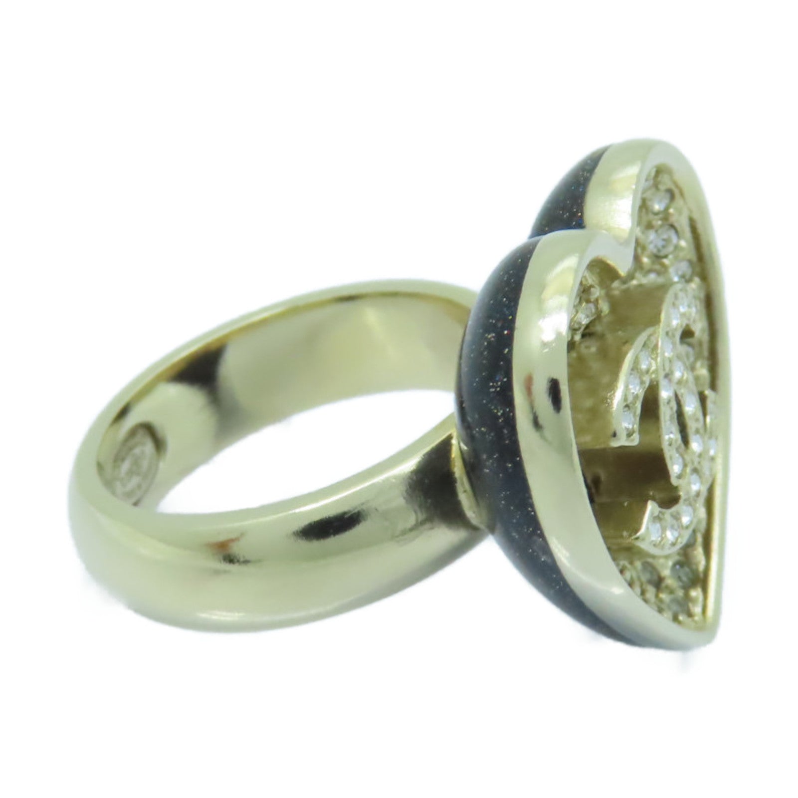 CHANEL 【激減優惠】金屬Ring戒指金色/黒色US#6