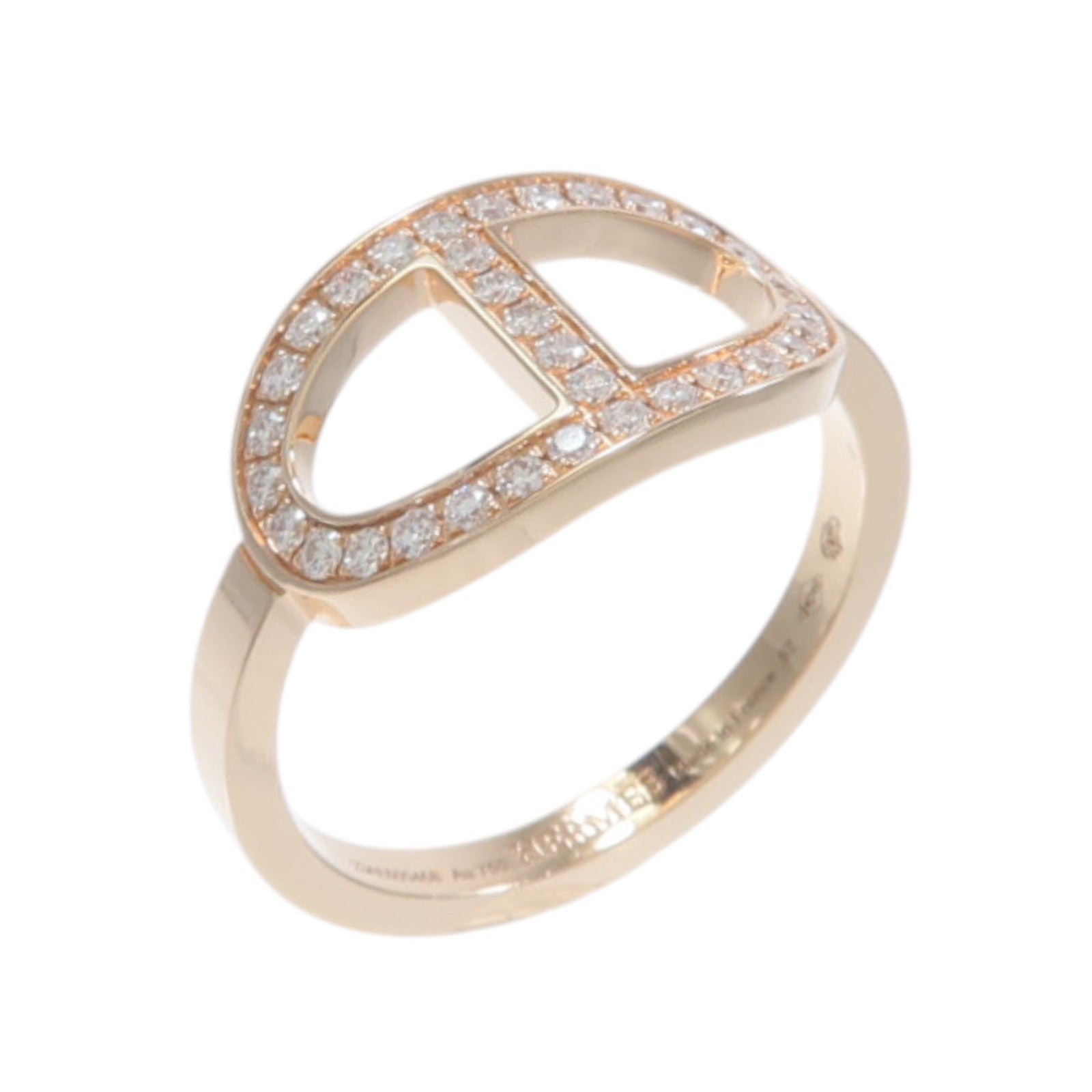 HERMES 18K玫瑰金Chaine D Ancre Contour Ring鑽石戒指