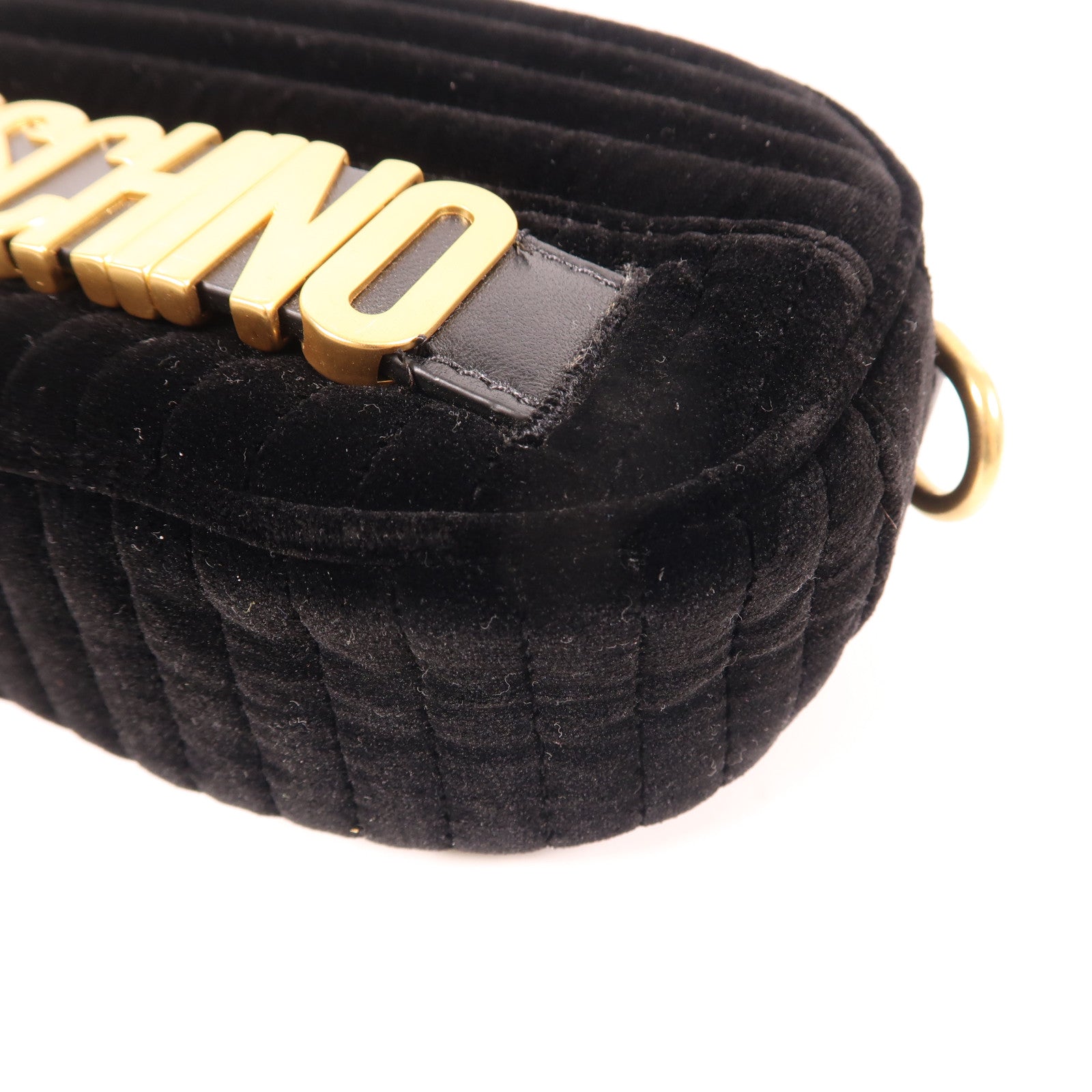 MOSCHINO 絨布Waist Bag金扣腰包黑色