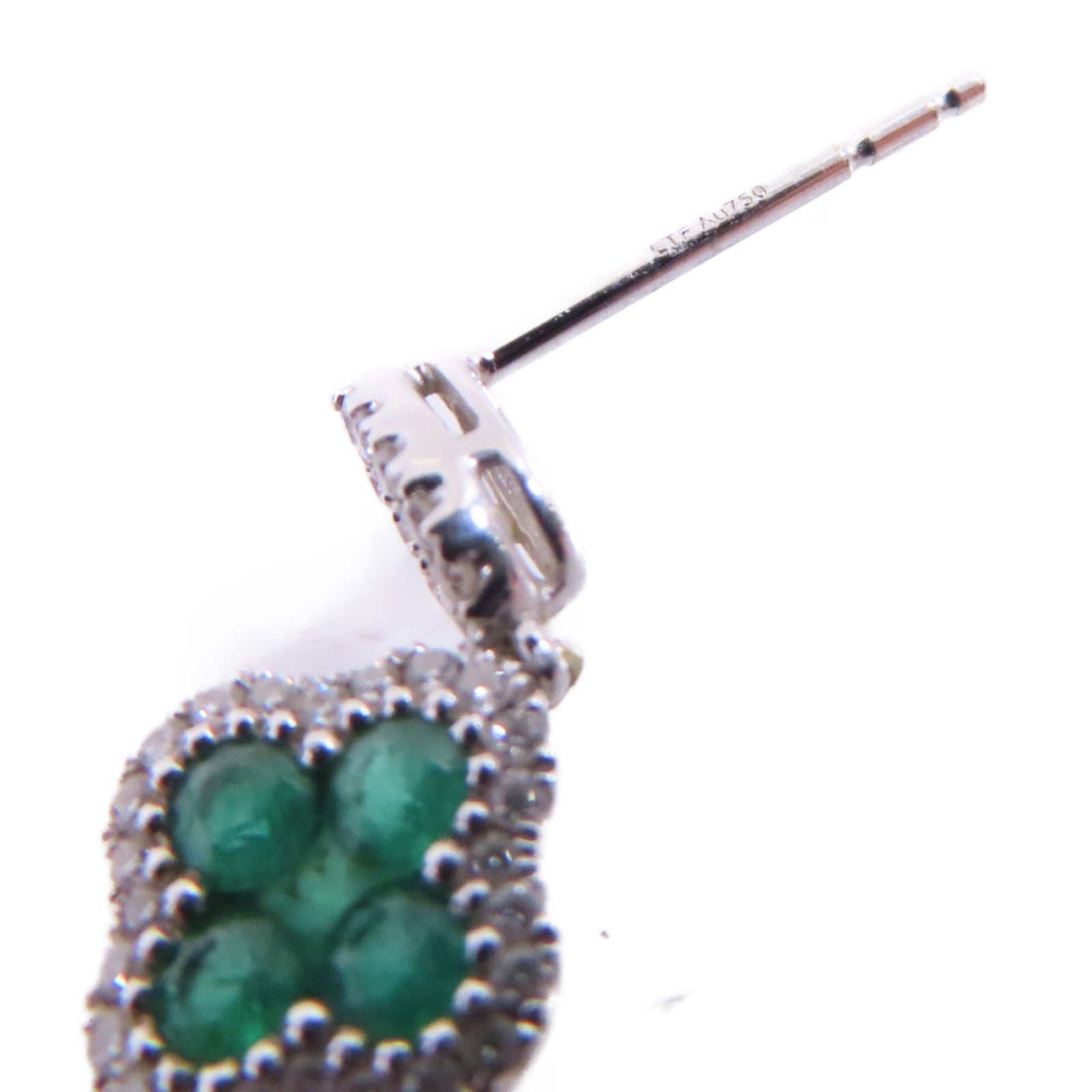JEWELRY 18K白金Diamond/Emerald Earrings 0.48ct鑽石/0.24ct綠寶石耳環