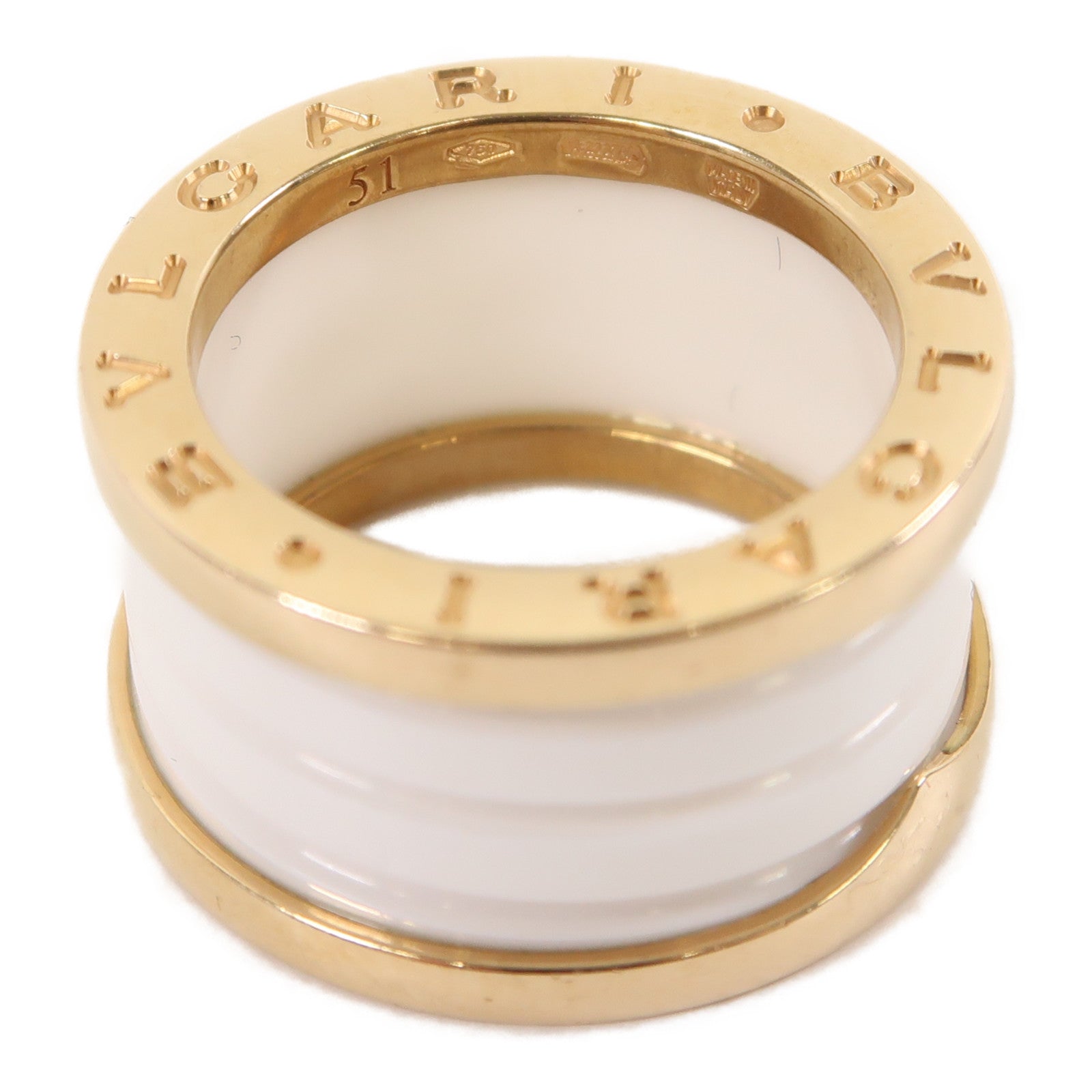 BVLGARI 18K玫瑰金/陶瓷B.zero1 Ring戒指US#5