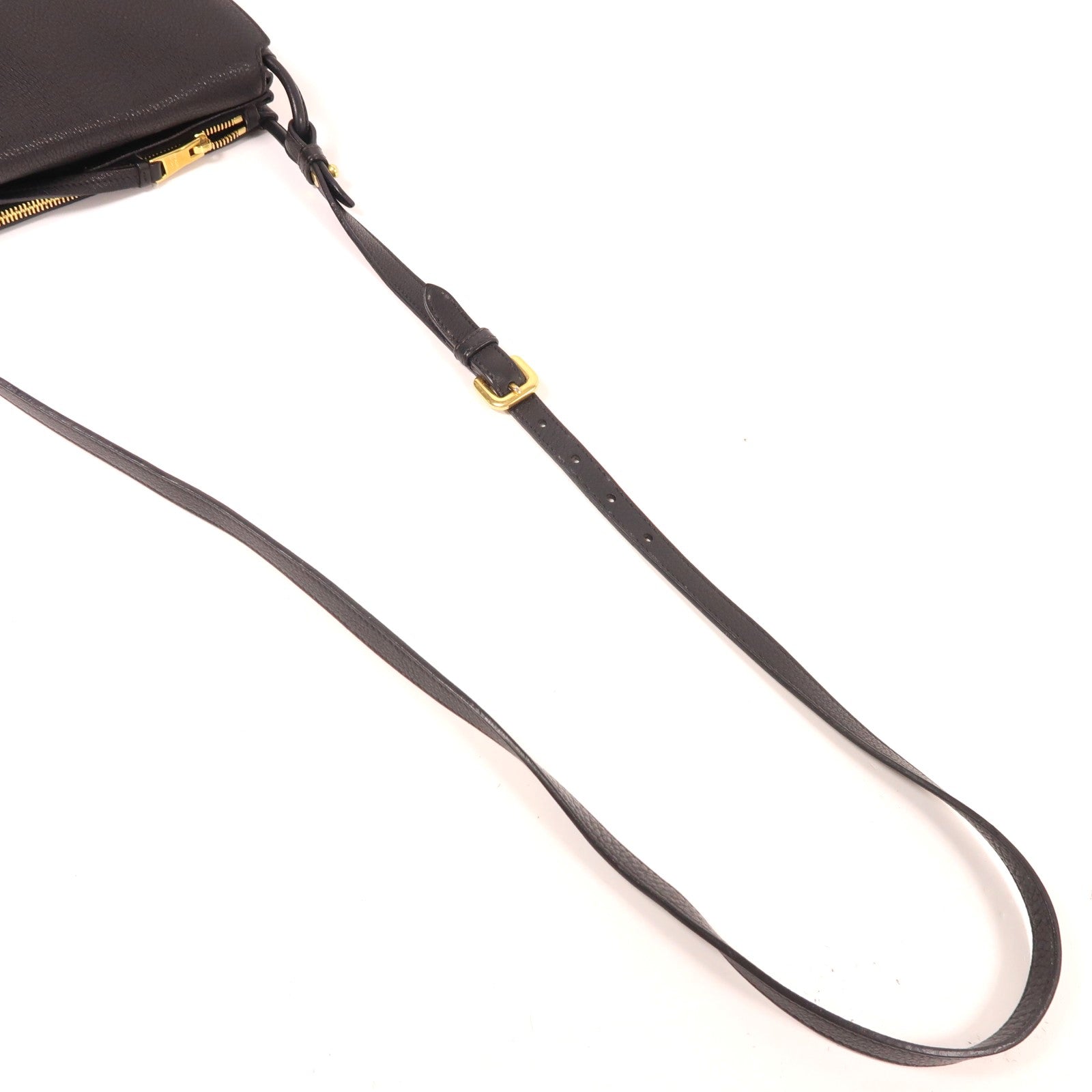 PRADA 牛皮皮革Shoulder Bag金扣肩背袋黑色