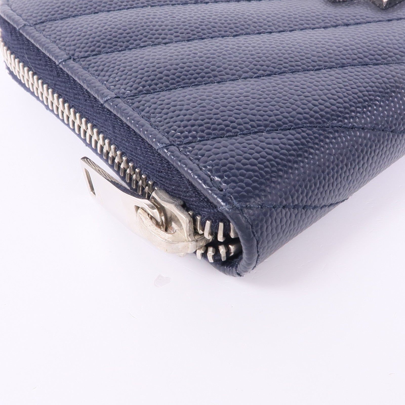 SAINT LAURENT 牛皮皮革Zipper Wallet銀扣長錢包
