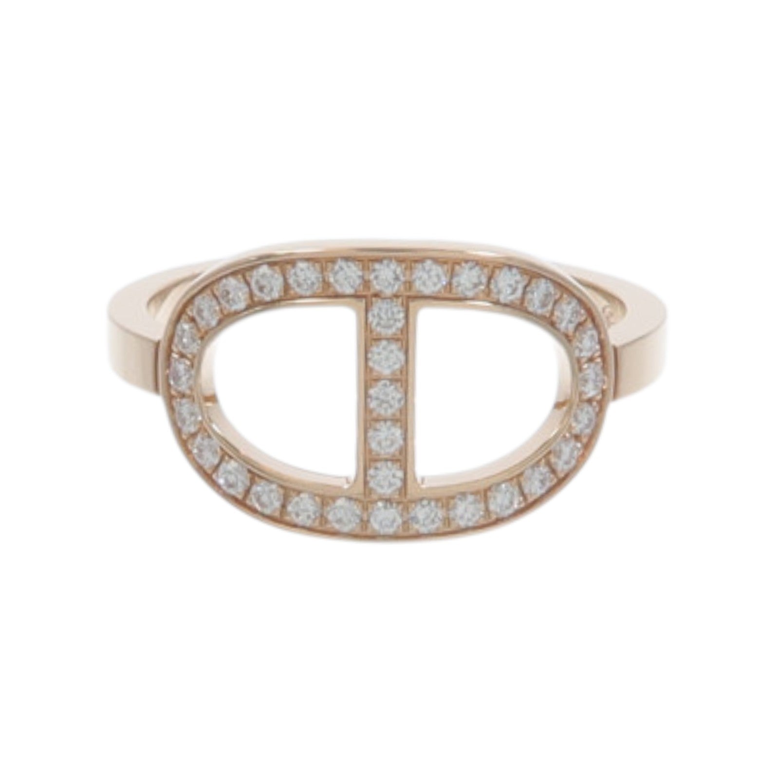 HERMES 18K玫瑰金Chaine D Ancre Contour Ring鑽石戒指