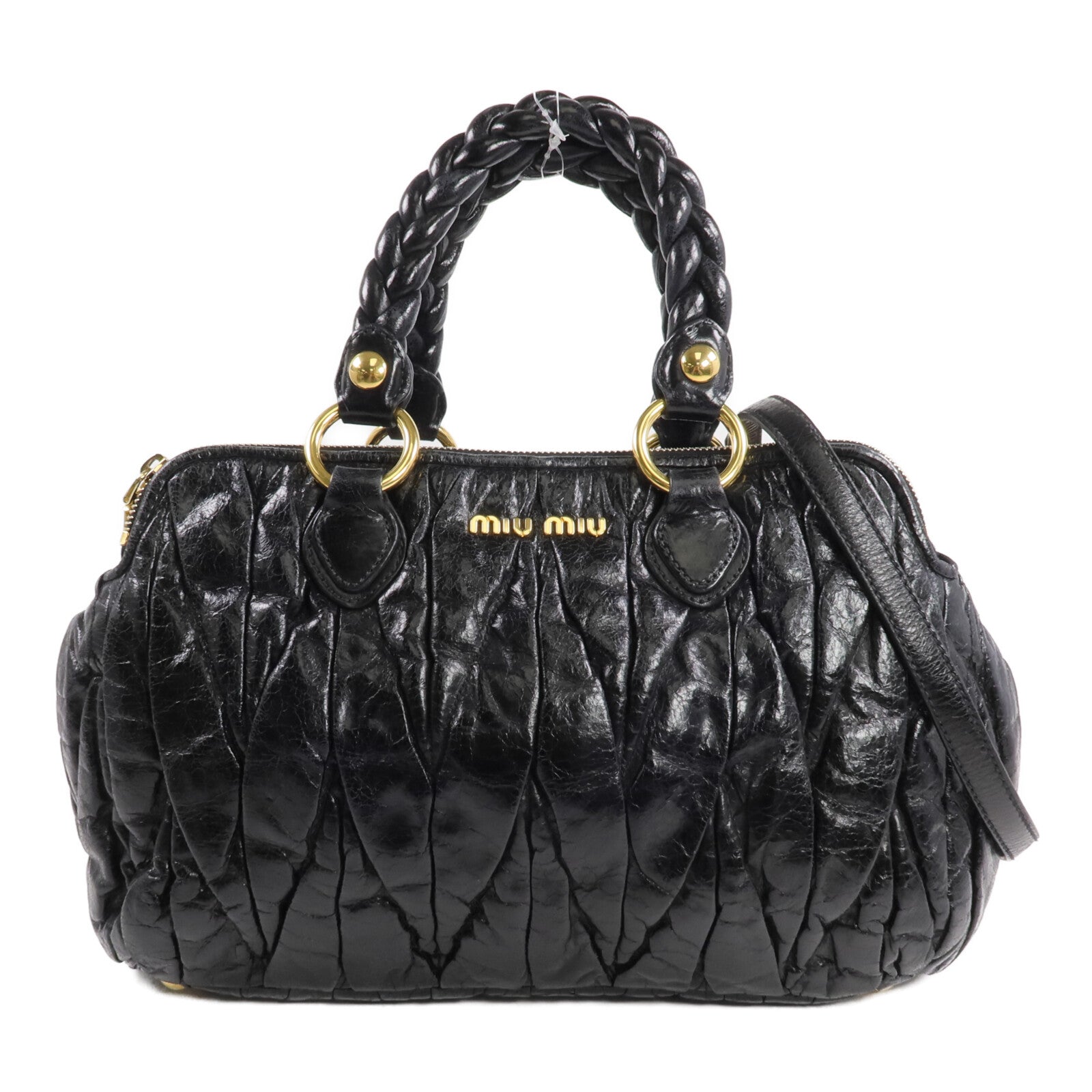 Miu Miu 牛皮皮革2 Way Shoulder金扣手挽肩背兩用袋