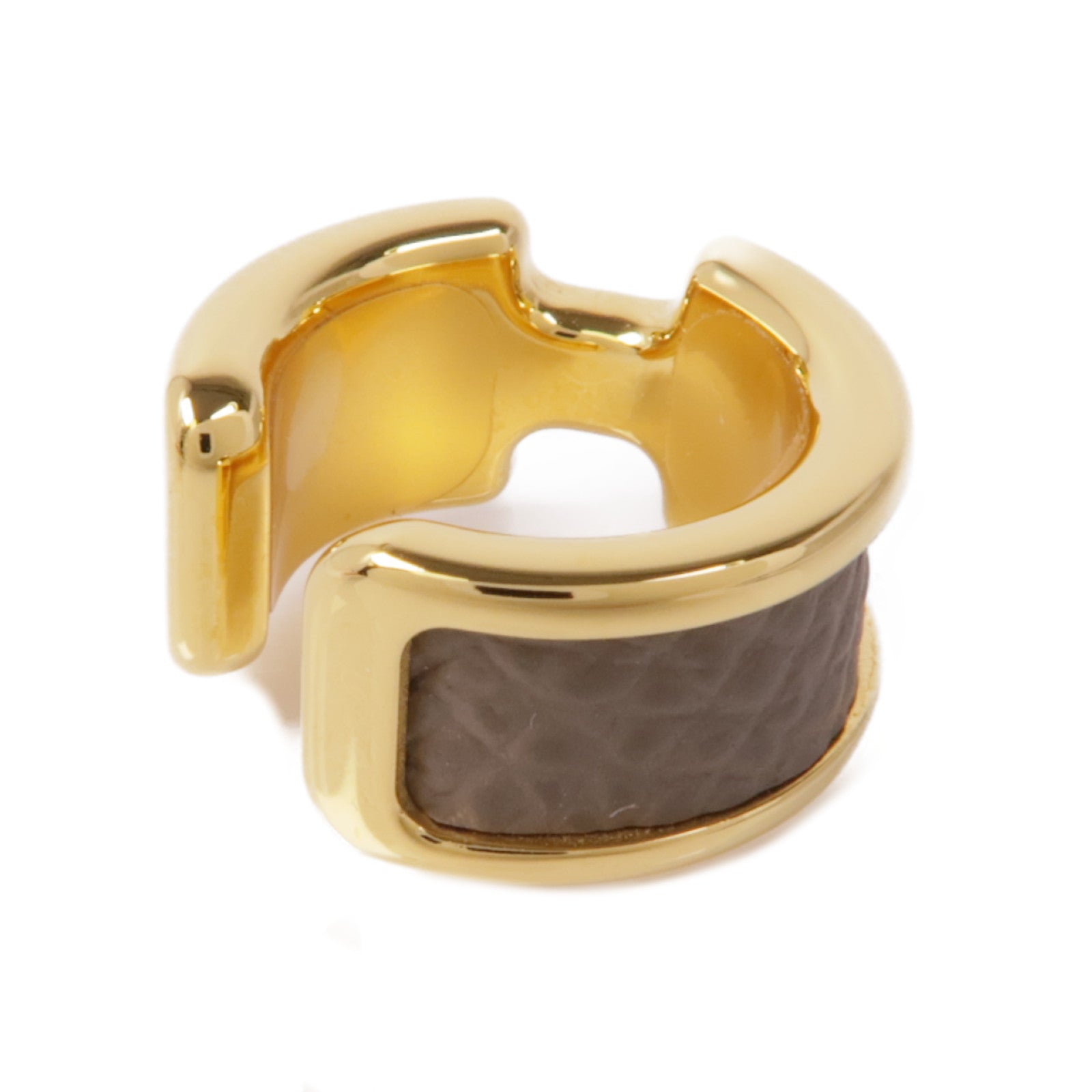 HERMES 金屬/牛皮皮革Olympe Ear Cuff耳夾Etoupe