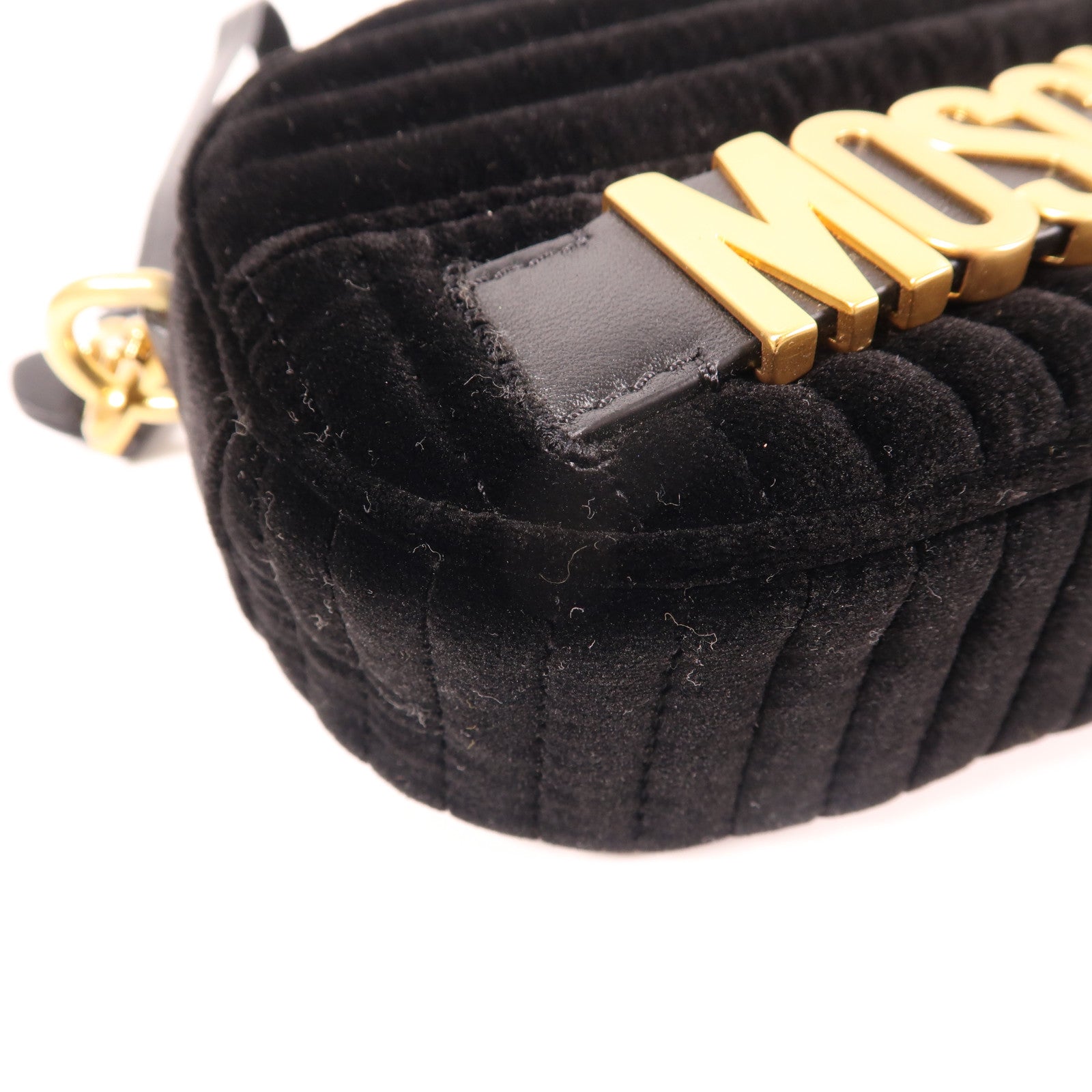 MOSCHINO 絨布Waist Bag金扣腰包黑色