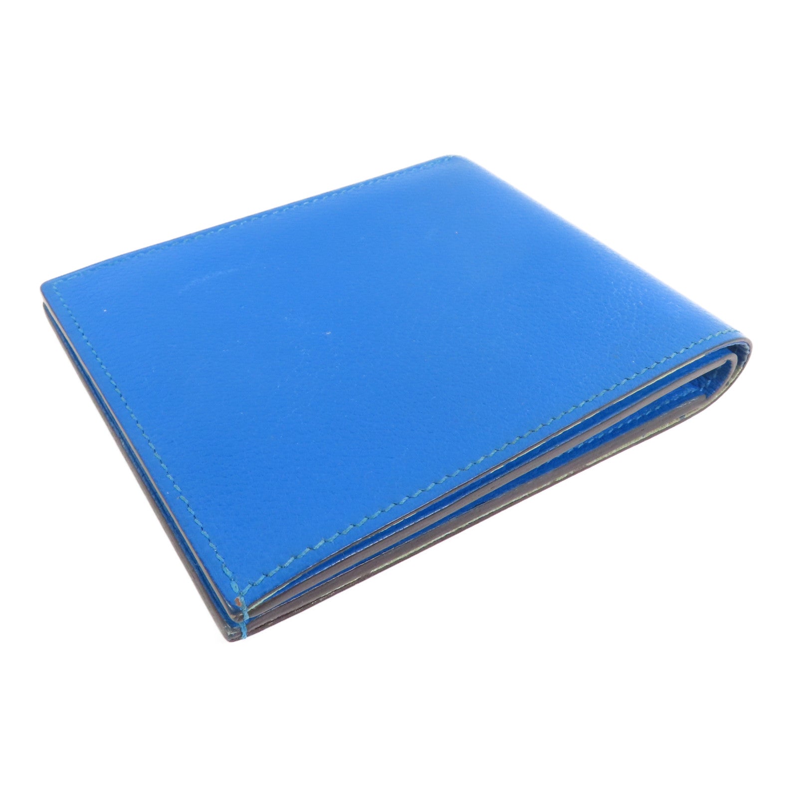 HERMES Evercolor皮革Citizen Twill Compact Wallet短錢包Bleu Hydra