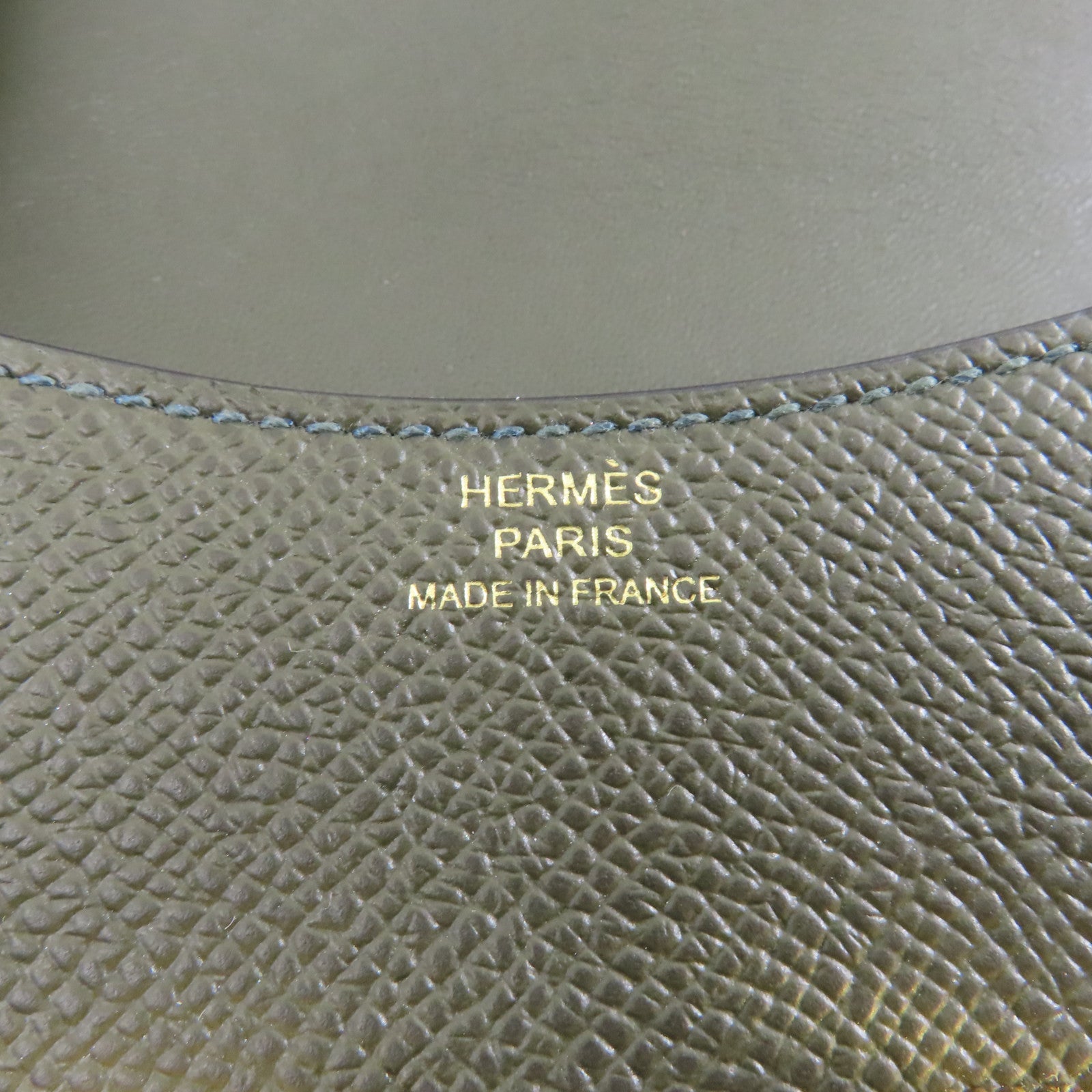 HERMES Epsom皮革Constance Slim錢包Vert Gris/深綠色