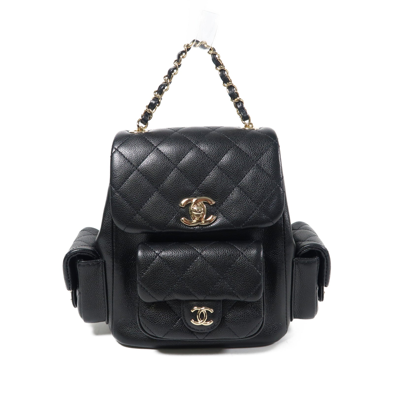 CHANEL 【激減優惠】羊皮皮革Duma Mini金扣背包黑色