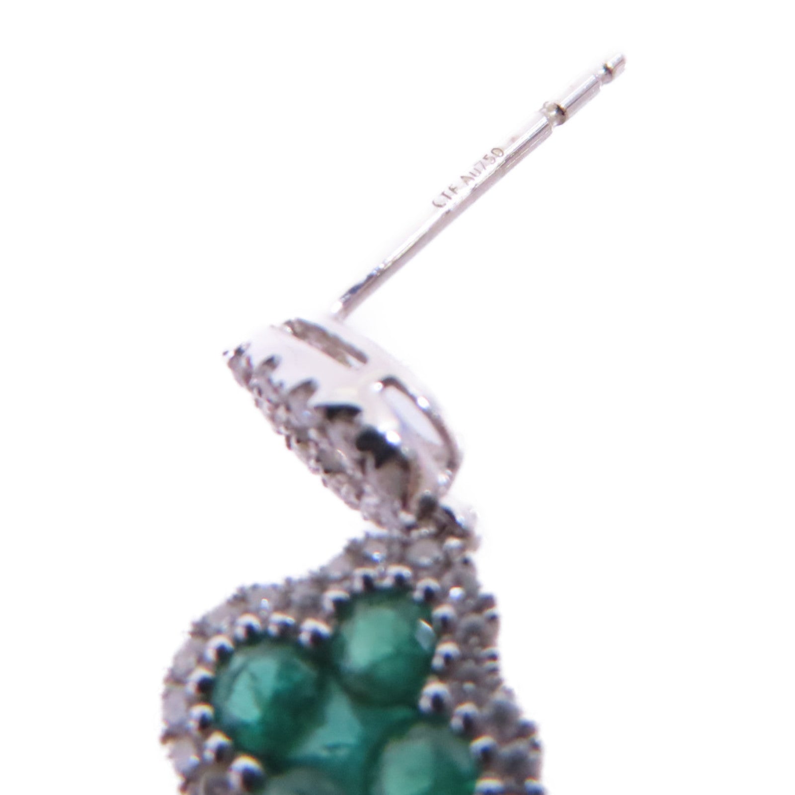 JEWELRY 18K白金Diamond/Emerald Earrings 0.48ct鑽石/0.24ct綠寶石耳環