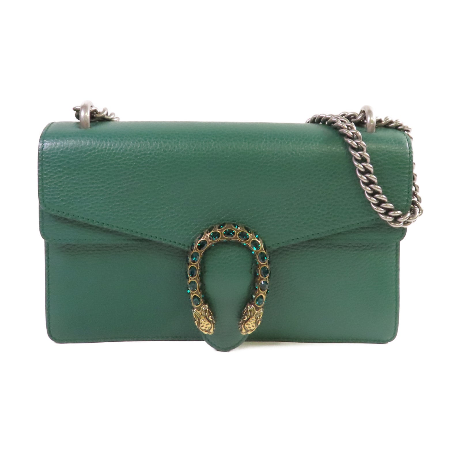 GUCCI 牛皮皮革Dionysus GG Small Shoulder Bag金扣鏈帶肩背袋綠色