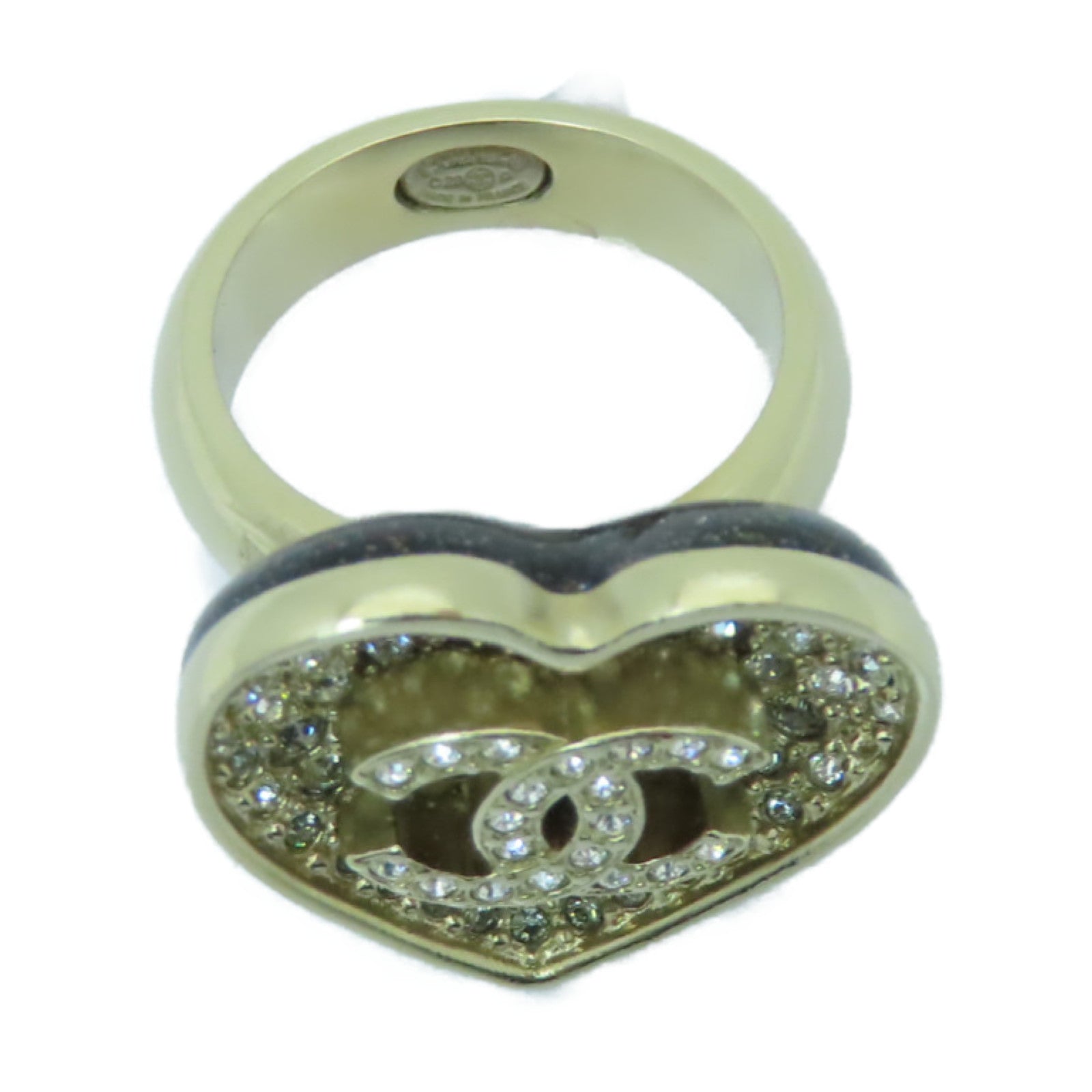 CHANEL 【激減優惠】金屬Ring戒指金色/黒色US#6