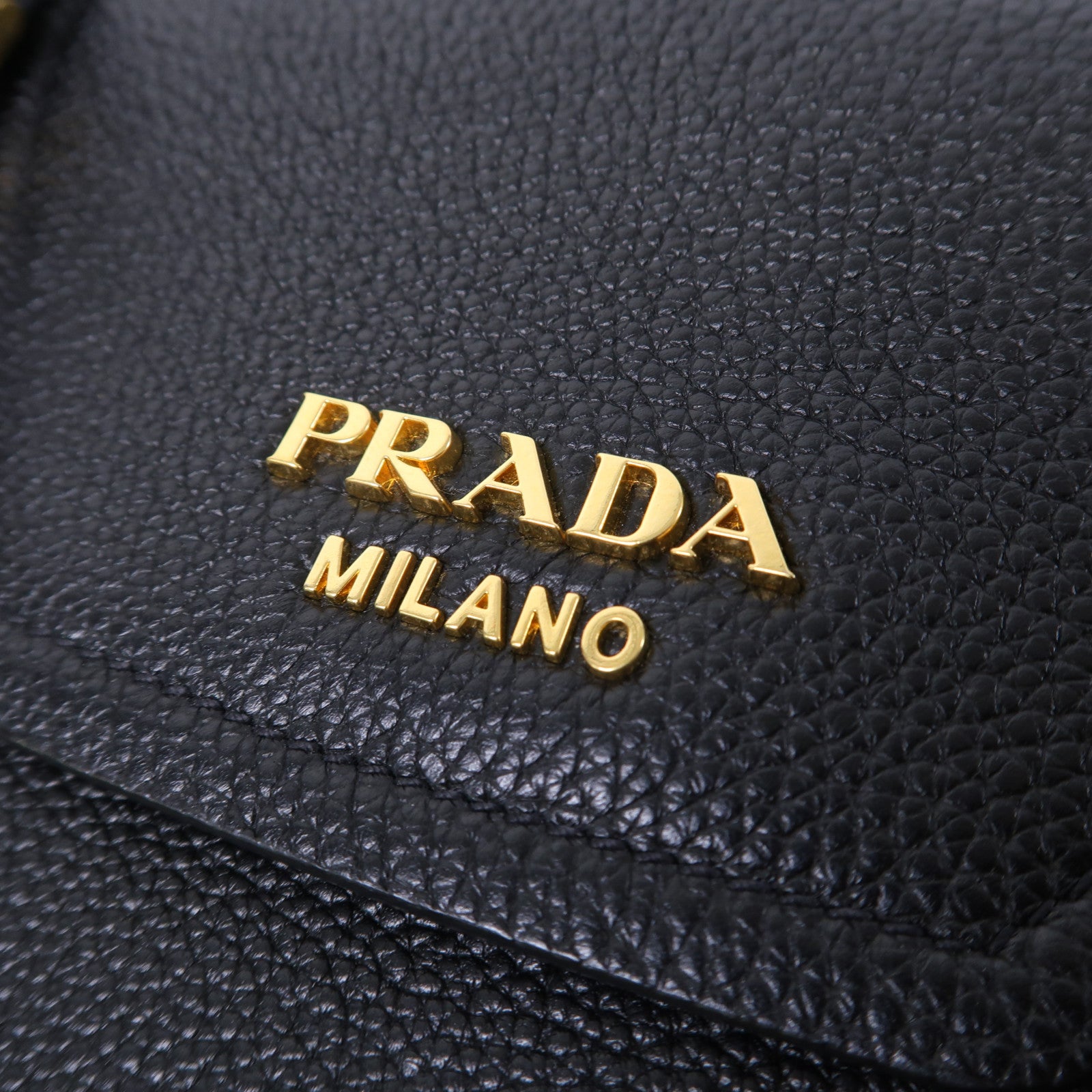 PRADA 牛皮皮革2 Way Shoulder Bag金扣手挽肩背兩用袋黑色