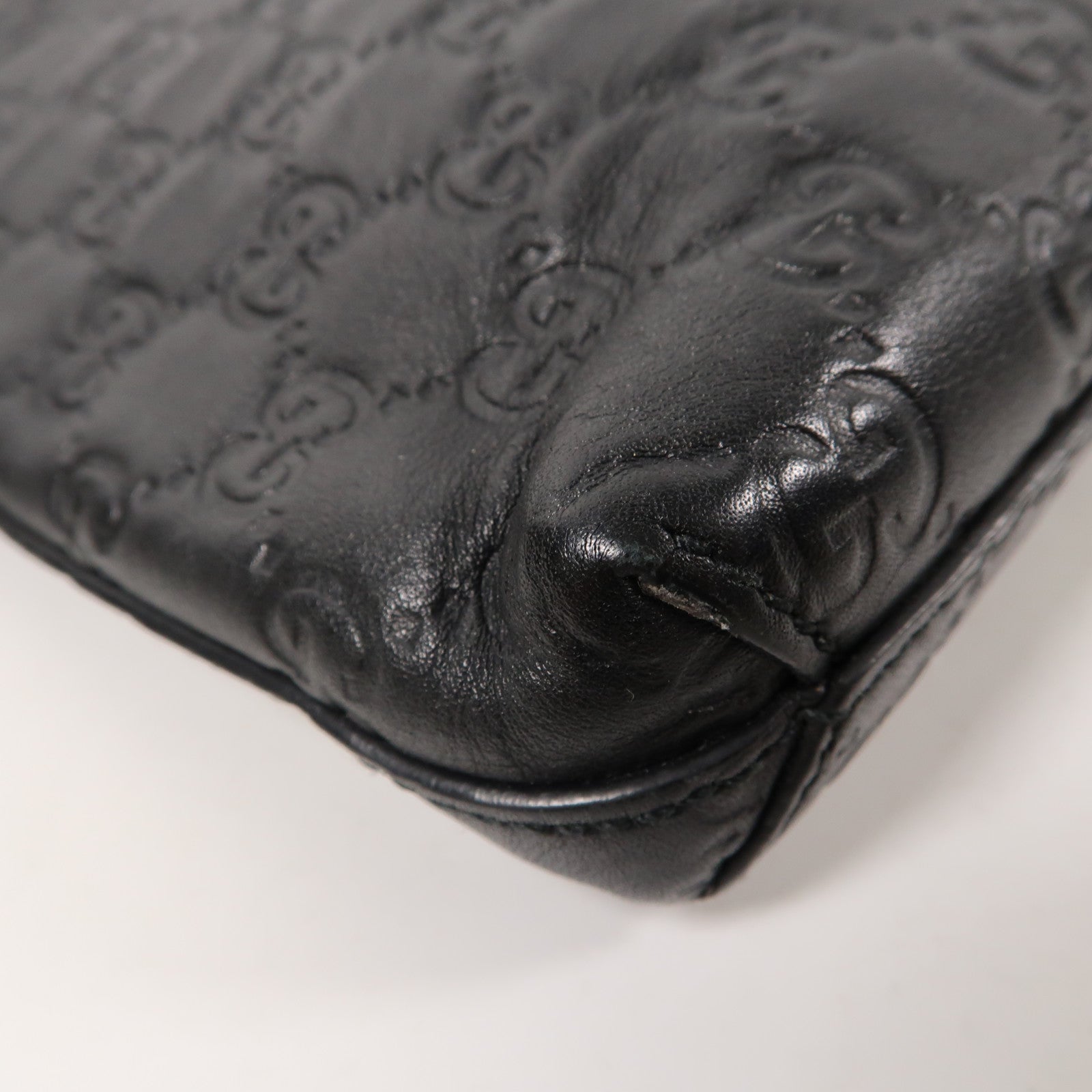 GUCCI 【激減優惠】牛皮皮革Guccissima Clutch Second Bag銀扣手拿包黑色