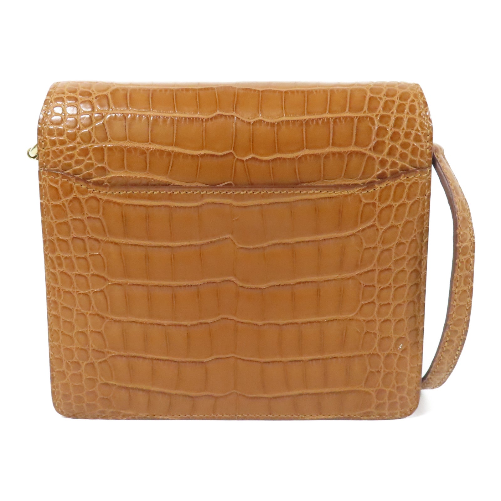HERMES 鱷魚皮革Mini Roulis金扣肩背袋Gold