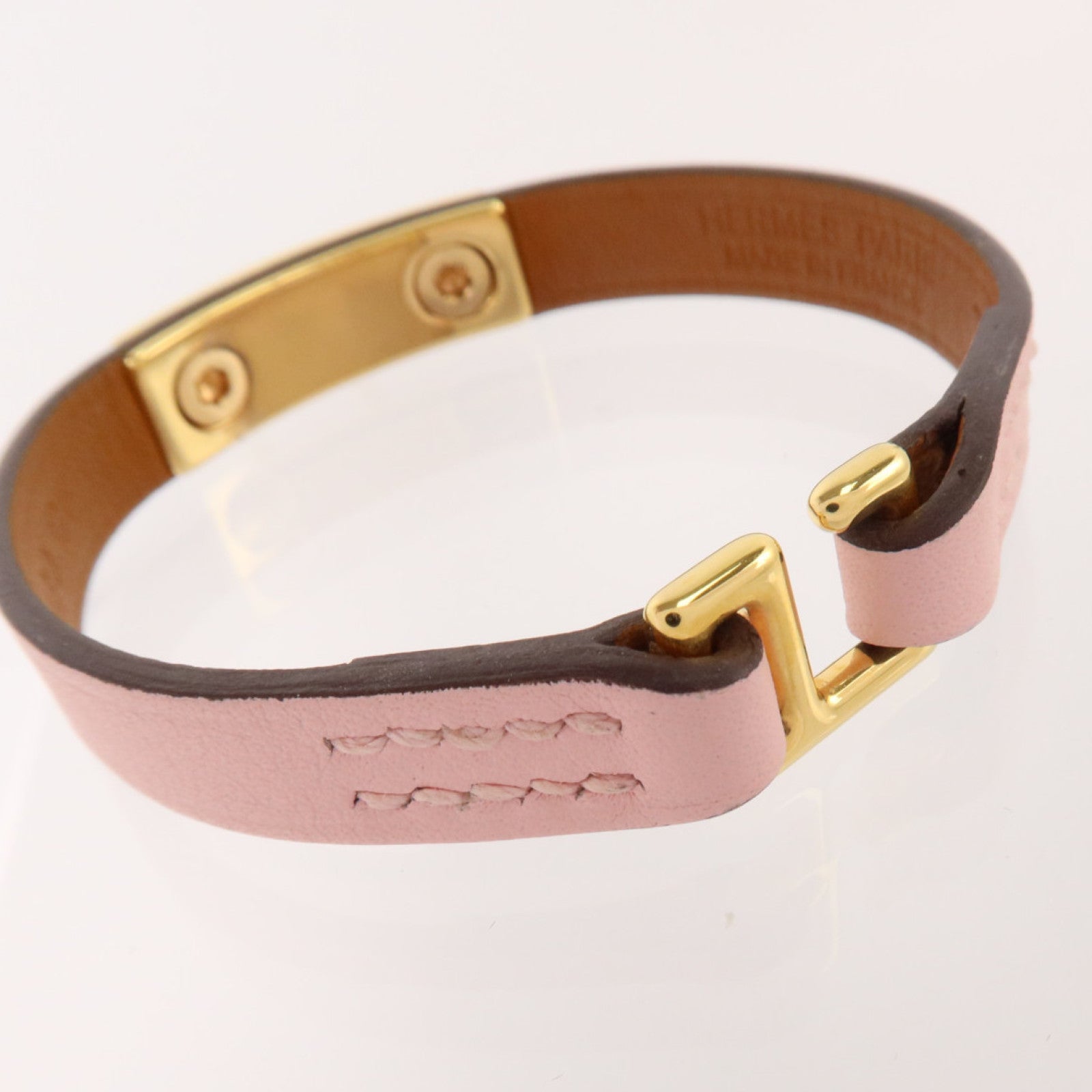 HERMES Swift皮革Rivale Mini Bracelet金扣手鏈Mauve Pale