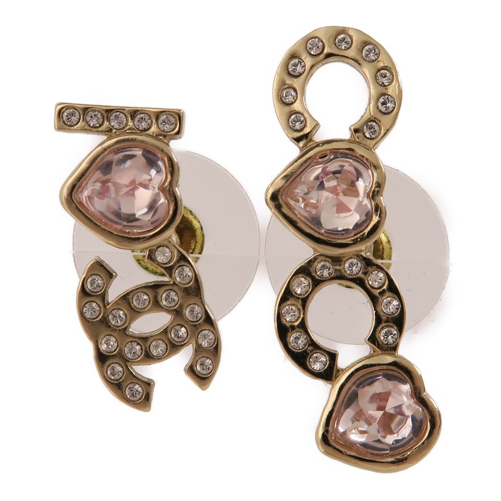 CHANEL PVC/金屬Earrings耳環金色/透明/粉紅色