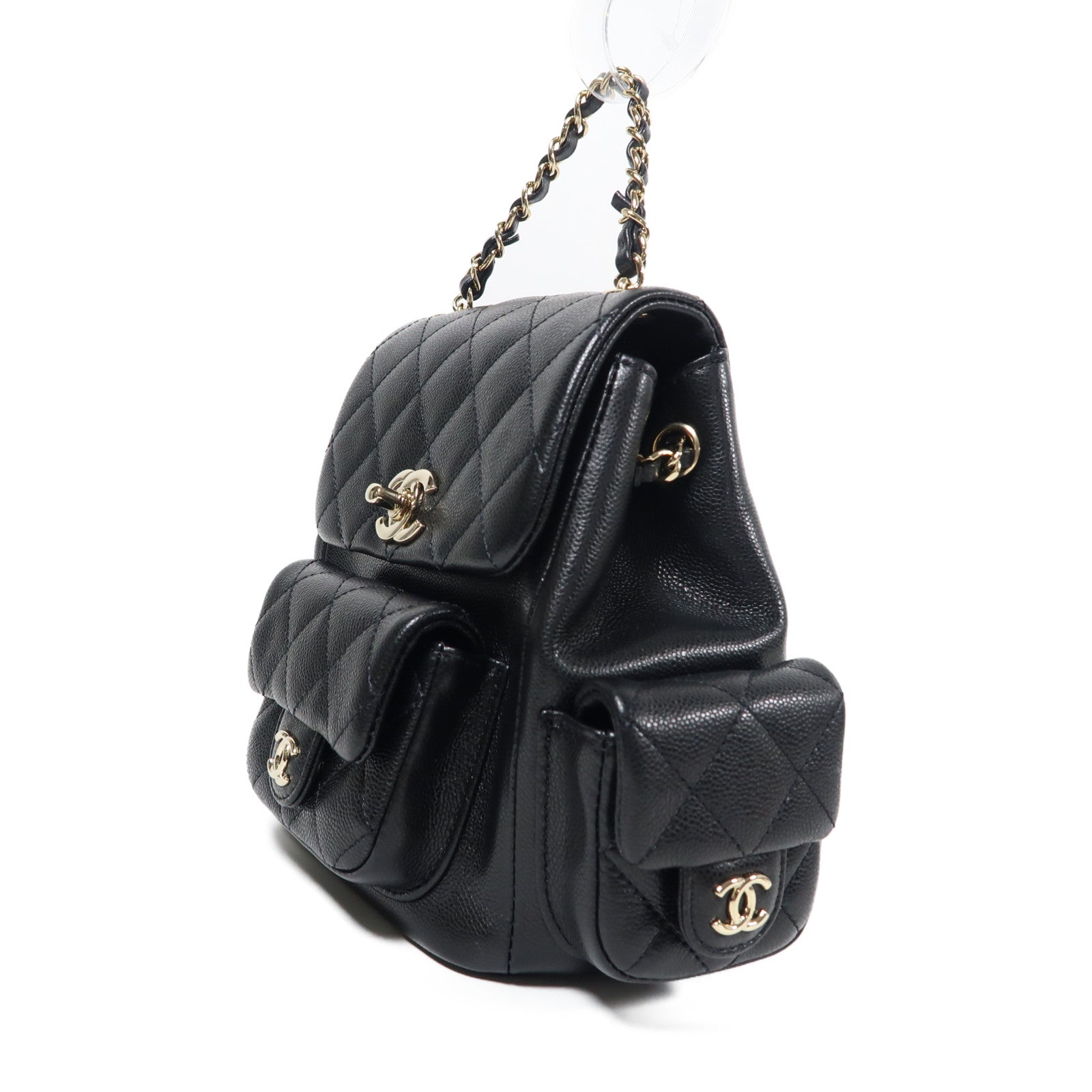 CHANEL 【激減優惠】羊皮皮革Duma Mini金扣背包黑色