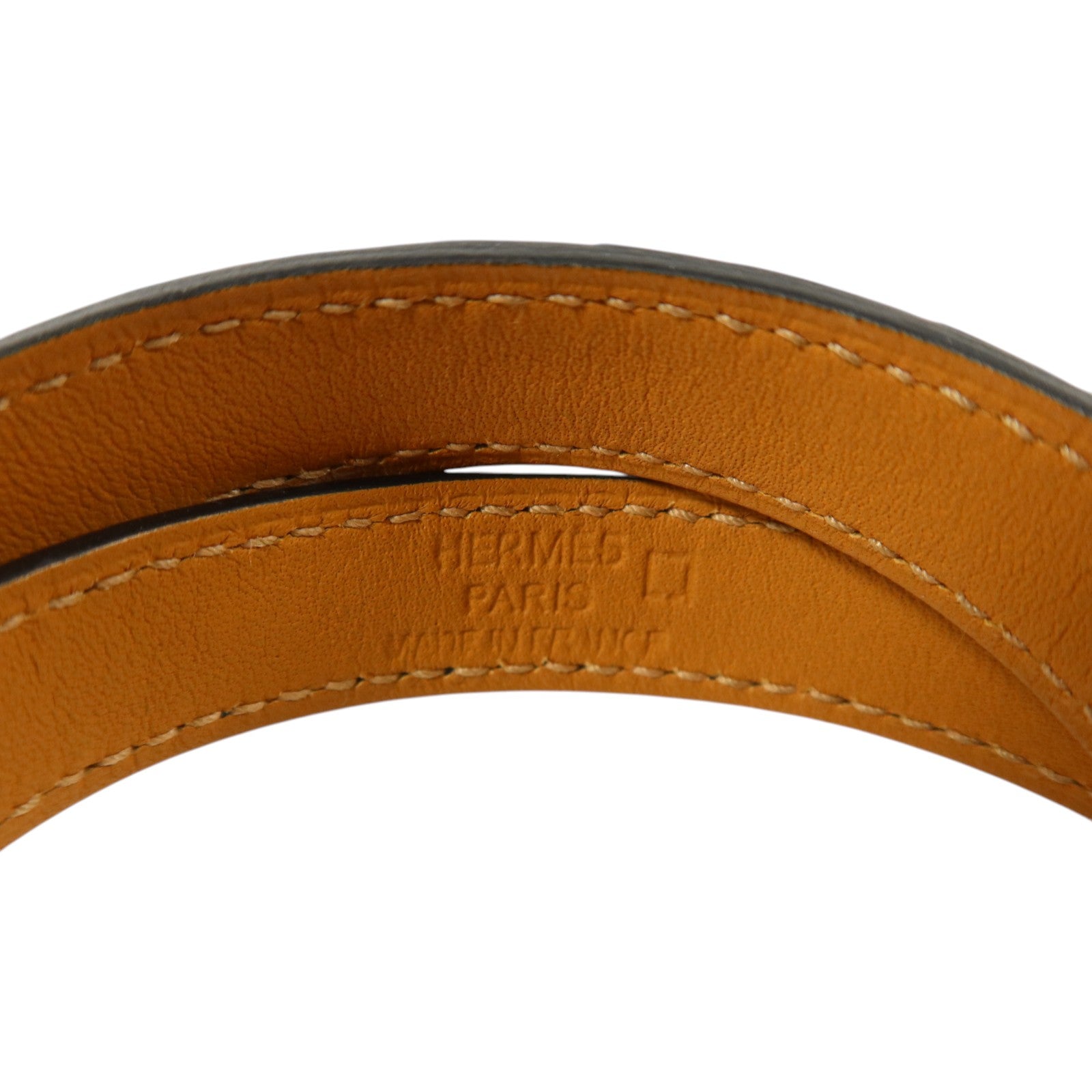 HERMES Alligator皮革Kelly Double Tour Bracelet銀扣手鏈Noir