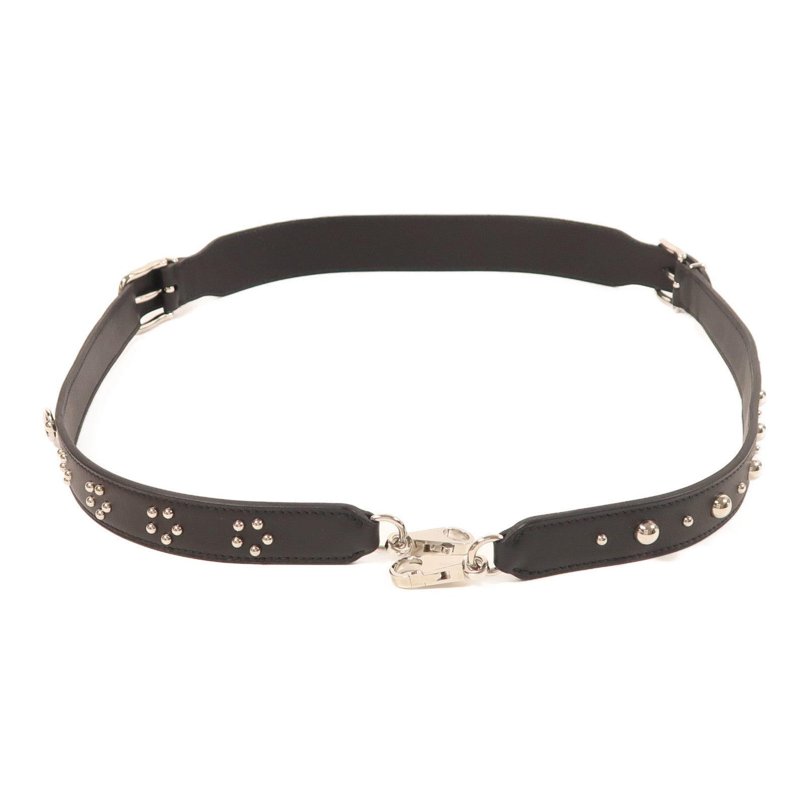 HERMES 皮革Strap銀扣肩背帶89 Noir