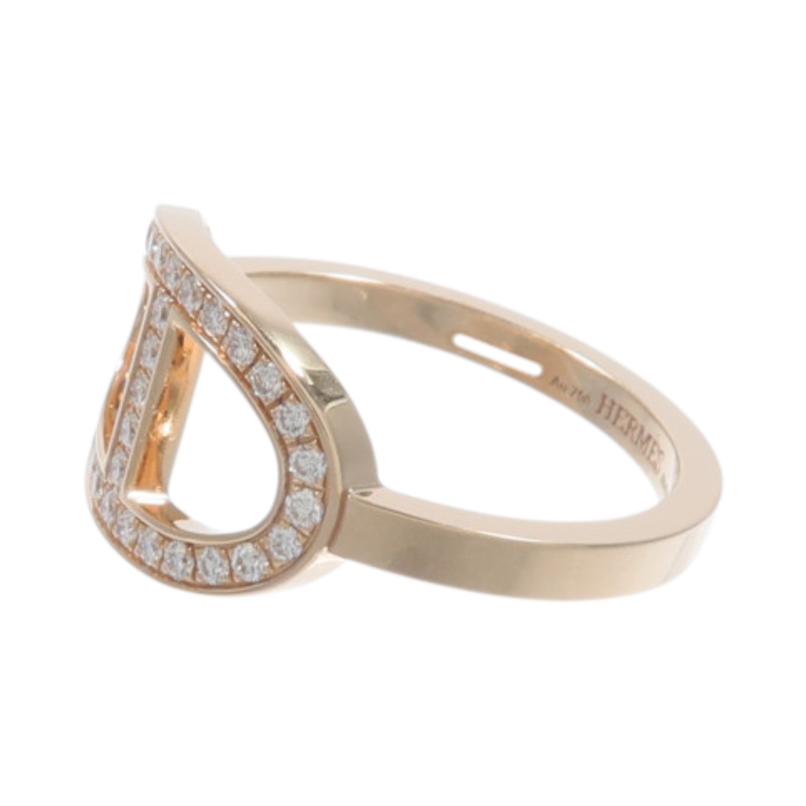 HERMES 18K玫瑰金Chaine D Ancre Contour Ring鑽石戒指
