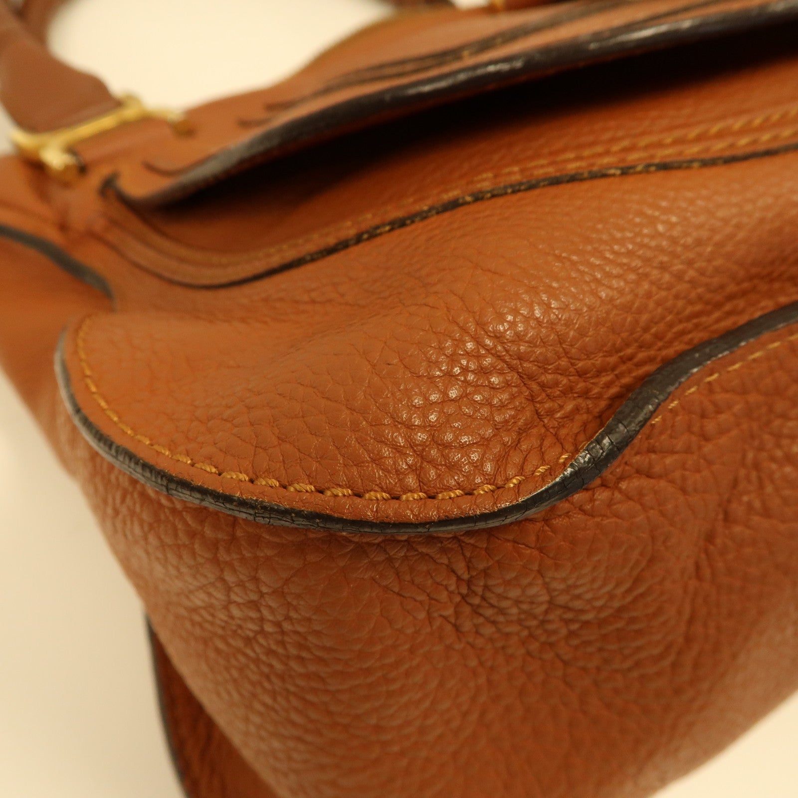 Chloe 牛皮皮革Shoulder Bag金扣肩背袋啡色