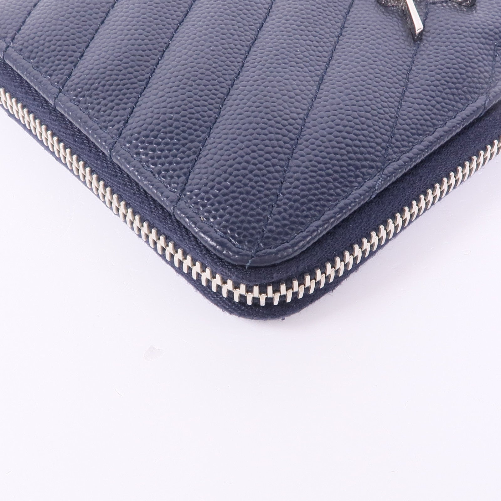 SAINT LAURENT 牛皮皮革Zipper Wallet銀扣長錢包