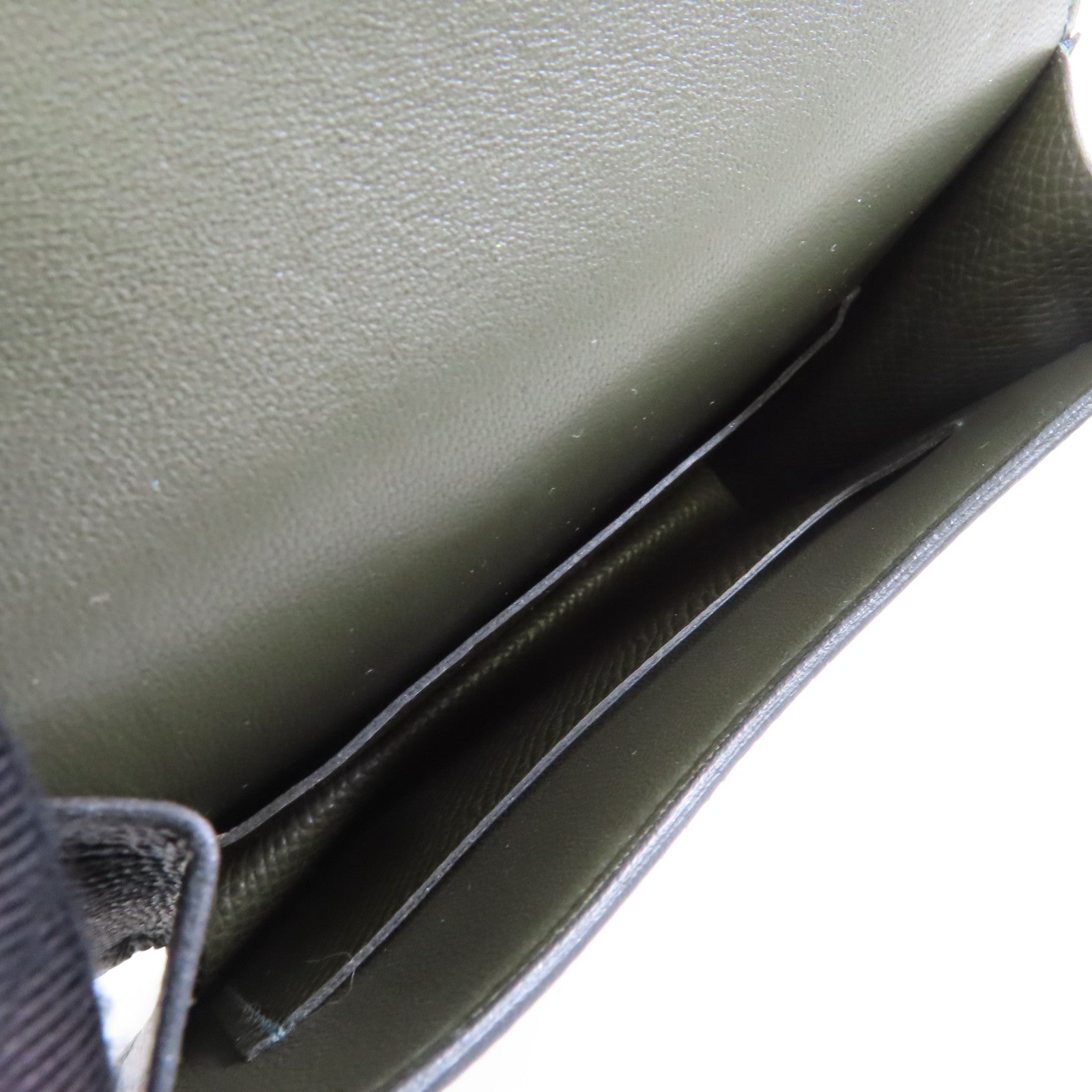 HERMES Epsom皮革Constance Slim錢包Vert Gris/深綠色