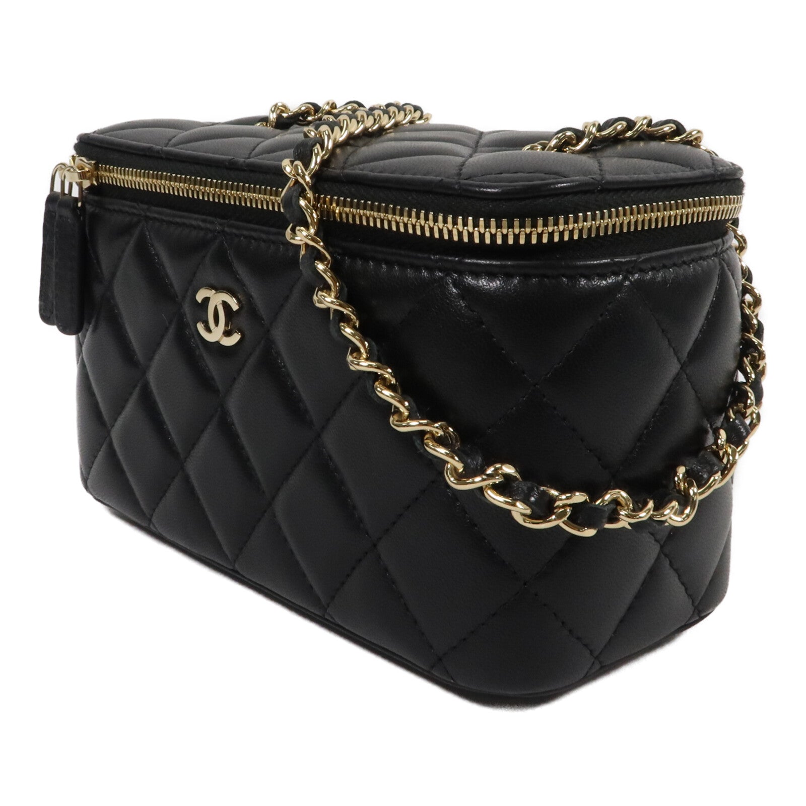 CHANEL 羊皮皮革Vanity Case鏈帶肩背袋