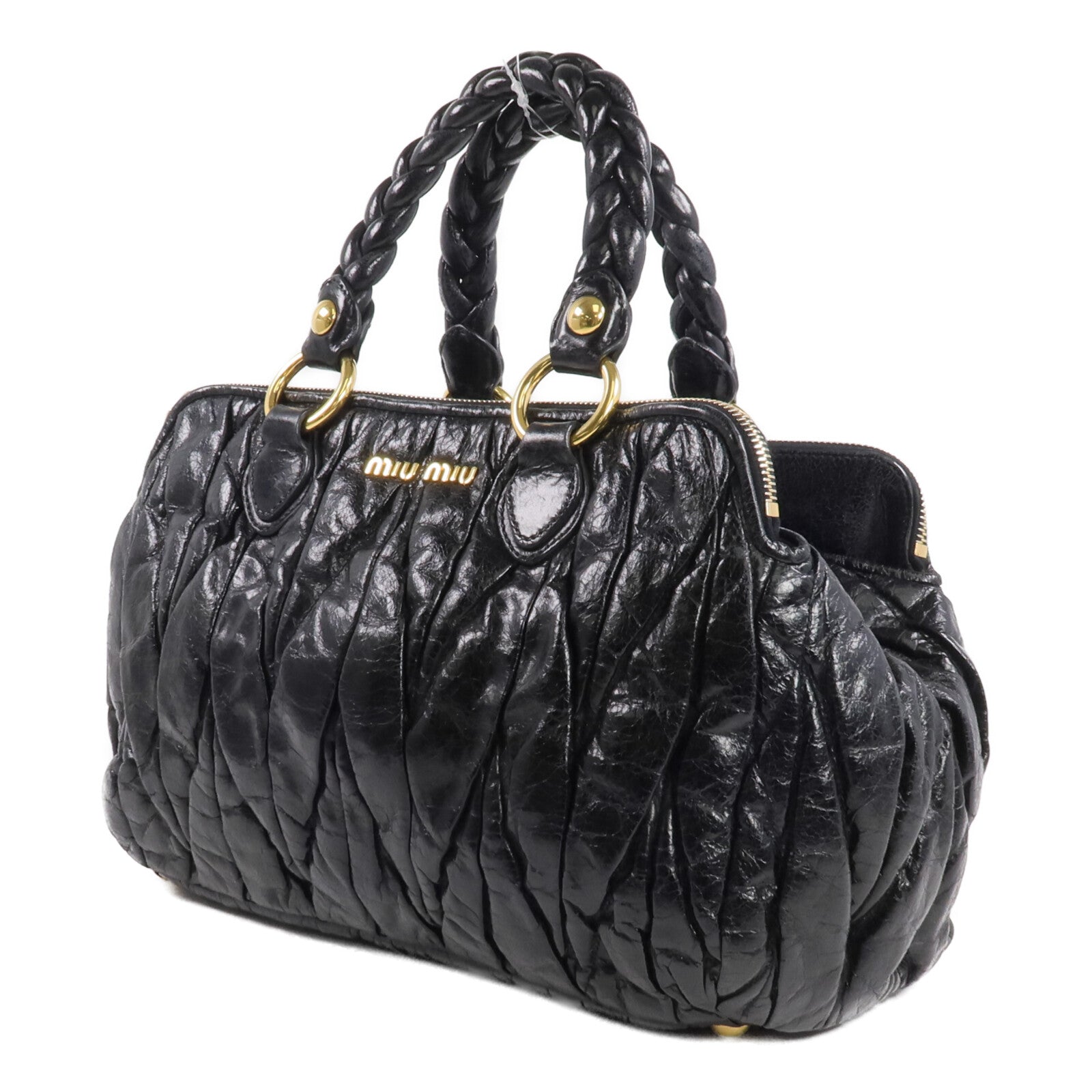 Miu Miu 牛皮皮革2 Way Shoulder金扣手挽肩背兩用袋