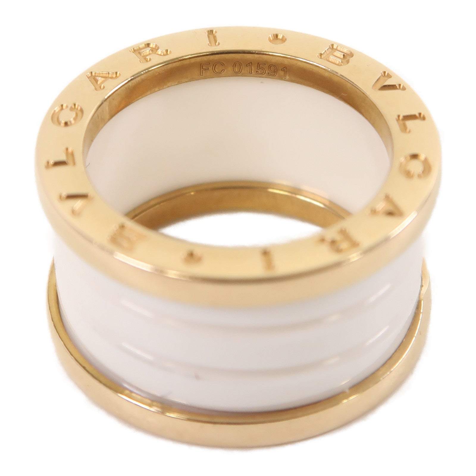 BVLGARI 18K玫瑰金/陶瓷B.zero1 Ring戒指US#5
