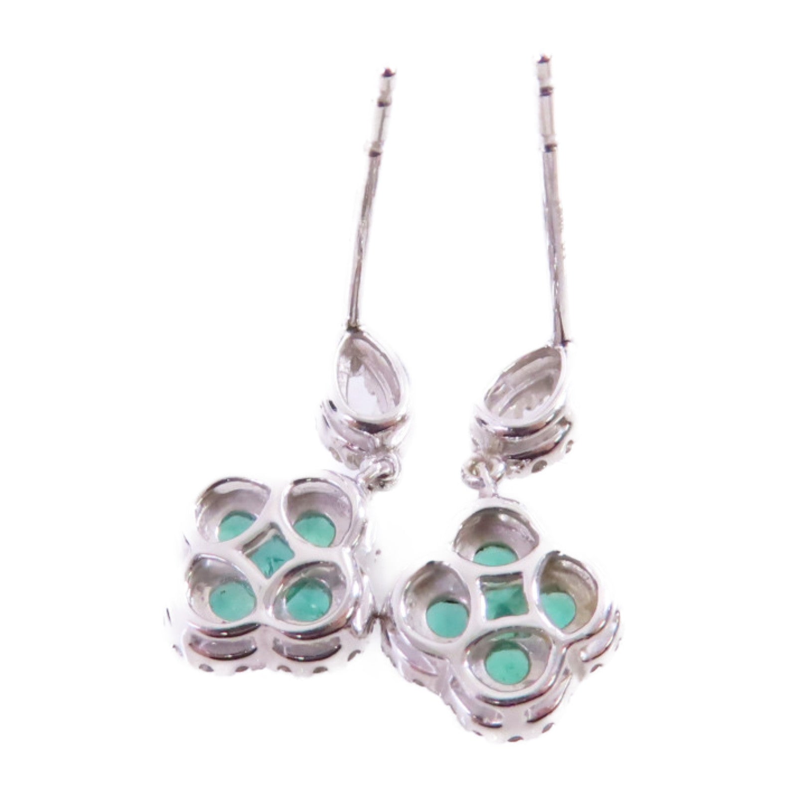 JEWELRY 18K白金Diamond/Emerald Earrings 0.48ct鑽石/0.24ct綠寶石耳環