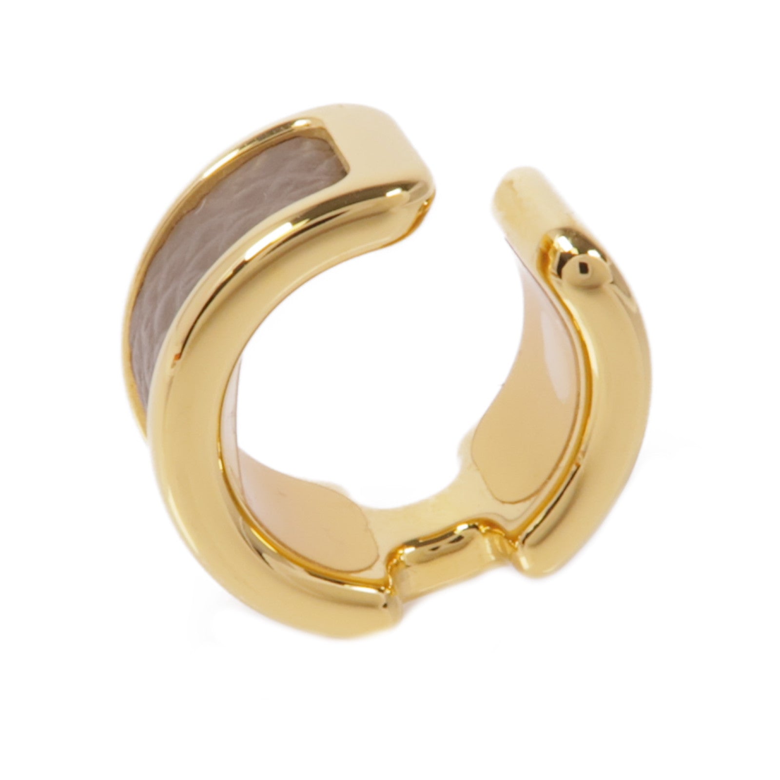 HERMES 金屬/牛皮皮革Olympe Ear Cuff耳夾Etoupe