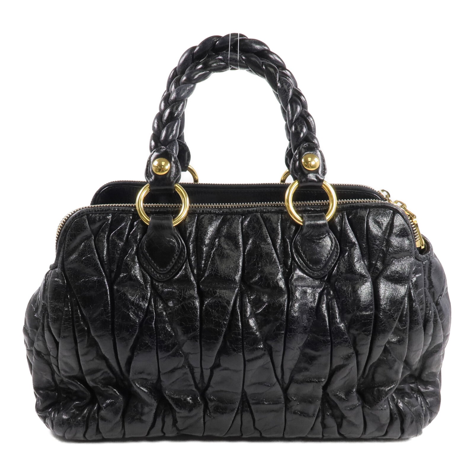 Miu Miu 牛皮皮革2 Way Shoulder金扣手挽肩背兩用袋