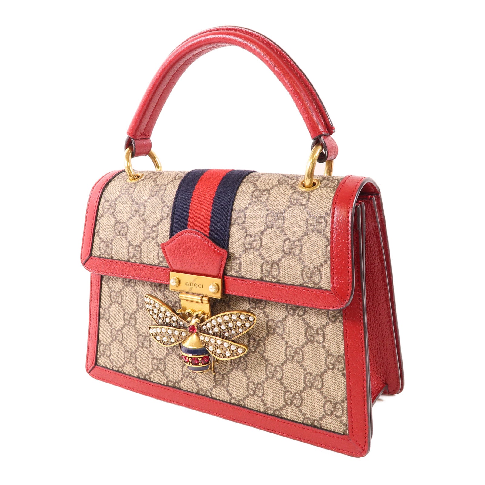 GUCCI 塗層帆布Queen Margaret金扣手挽肩背兩用袋