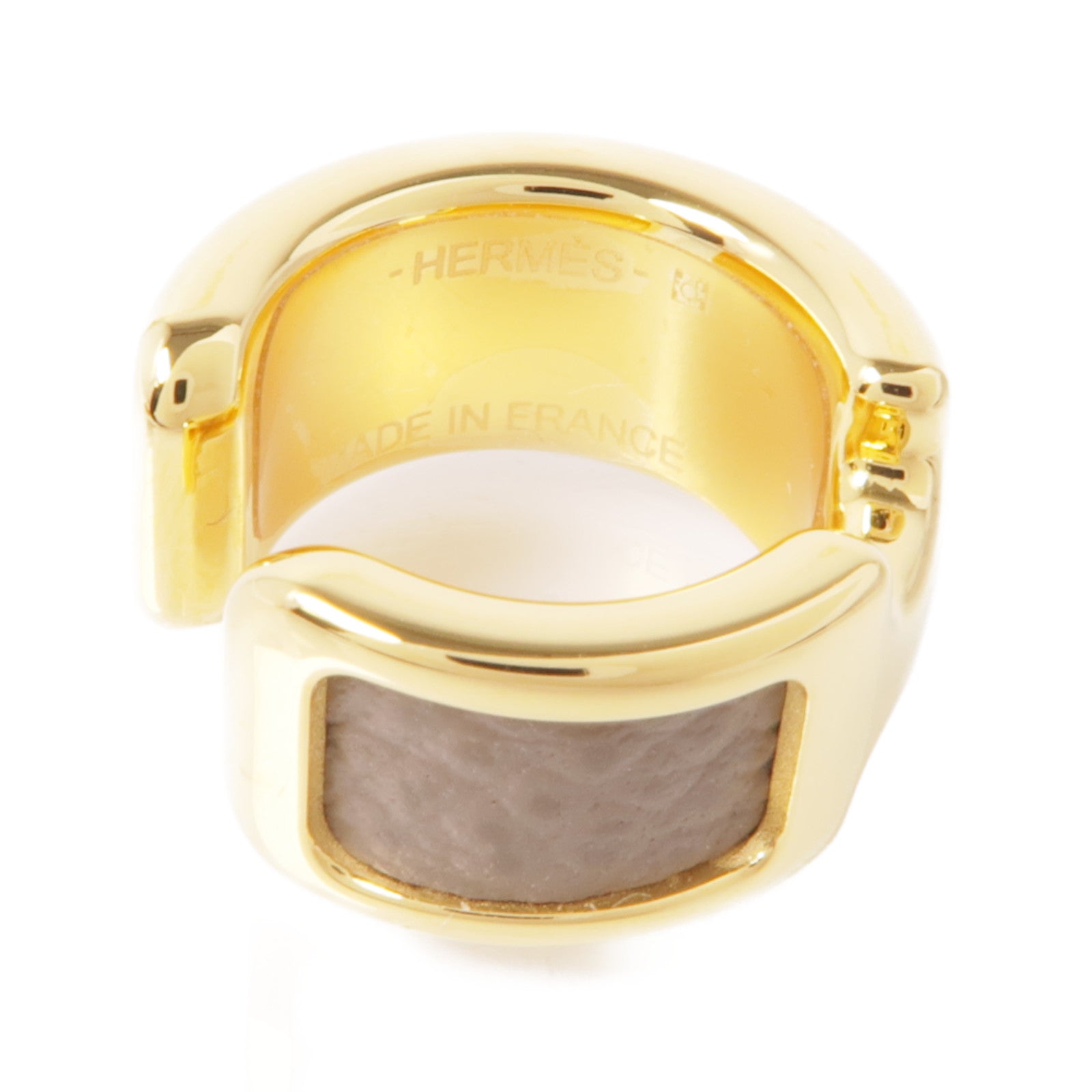 HERMES 金屬/牛皮皮革Olympe Ear Cuff耳夾Etoupe
