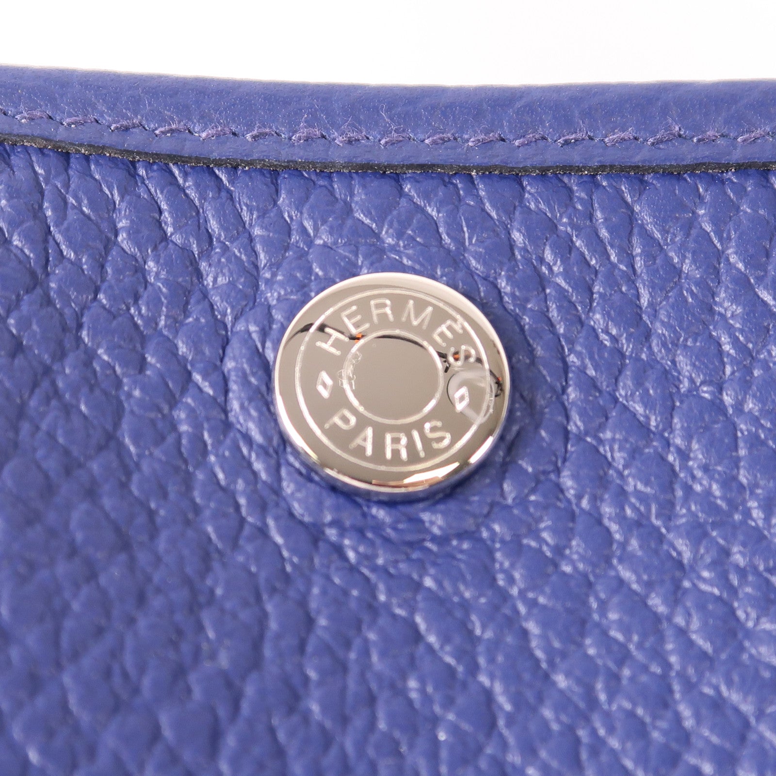HERMES Negonda皮革Garden Party PM銀扣手挽袋/肩背袋Bleu Saphir