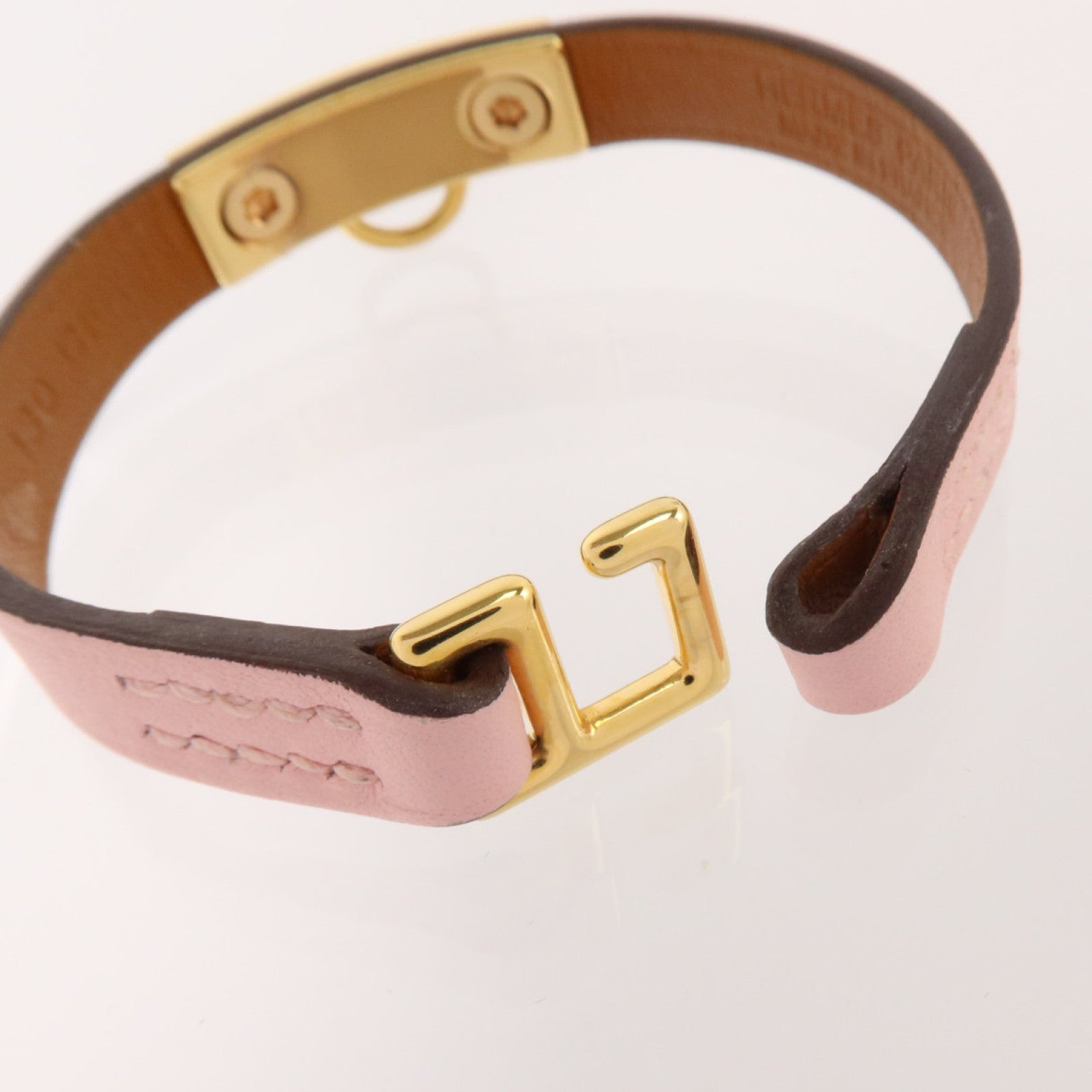 HERMES Swift皮革Rivale Mini Bracelet金扣手鏈Mauve Pale