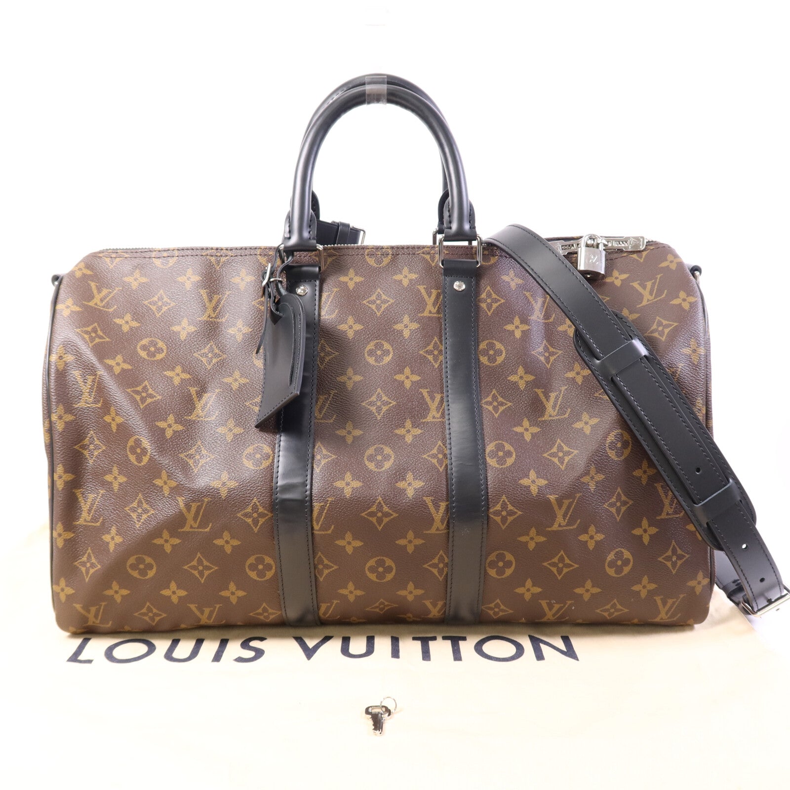 LOUIS VUITTON Monogram Keepall Bandoulière 45銀扣手挽肩背兩用袋