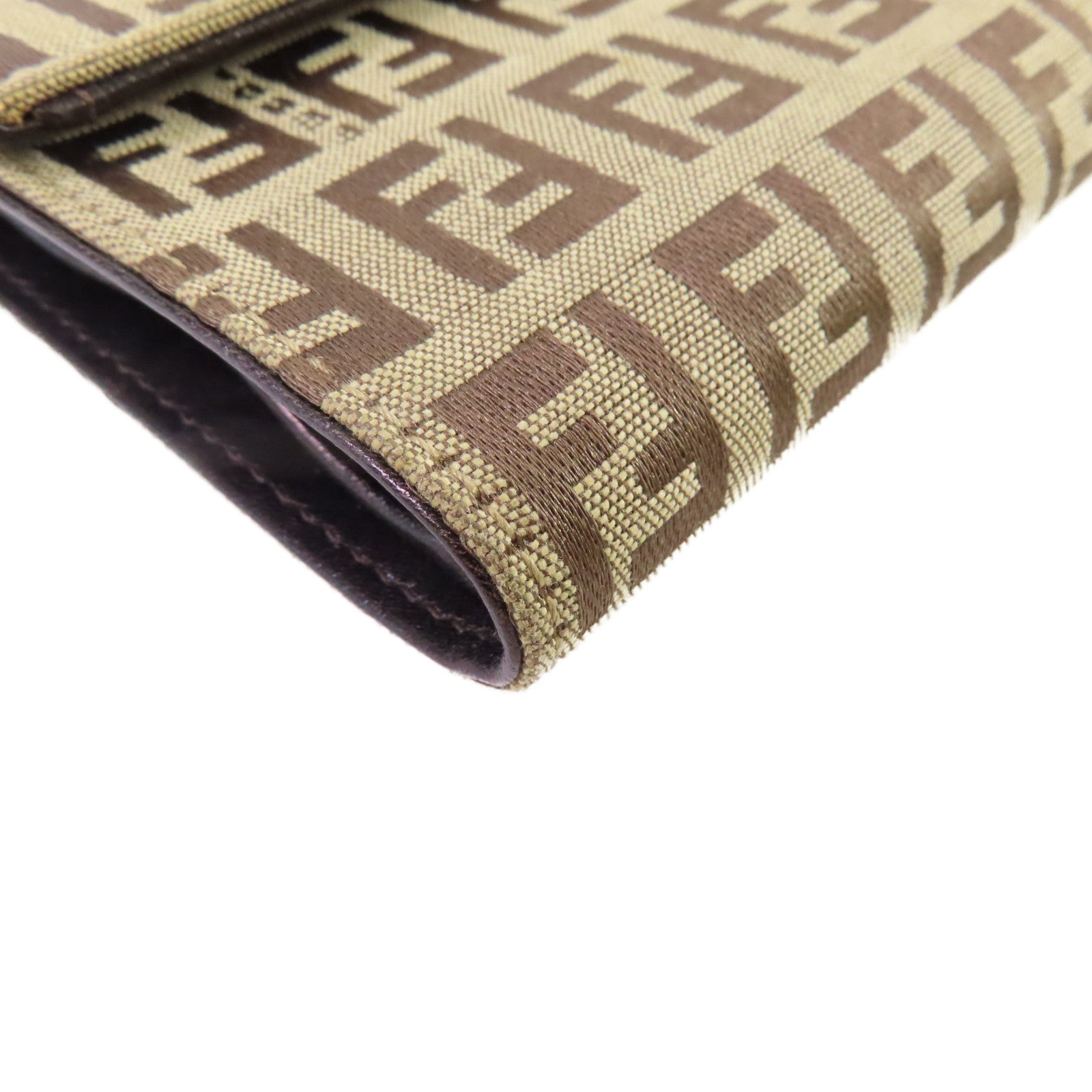 FENDI 【激減優惠】帆布Vintage Wallet短錢包杏色/啡色