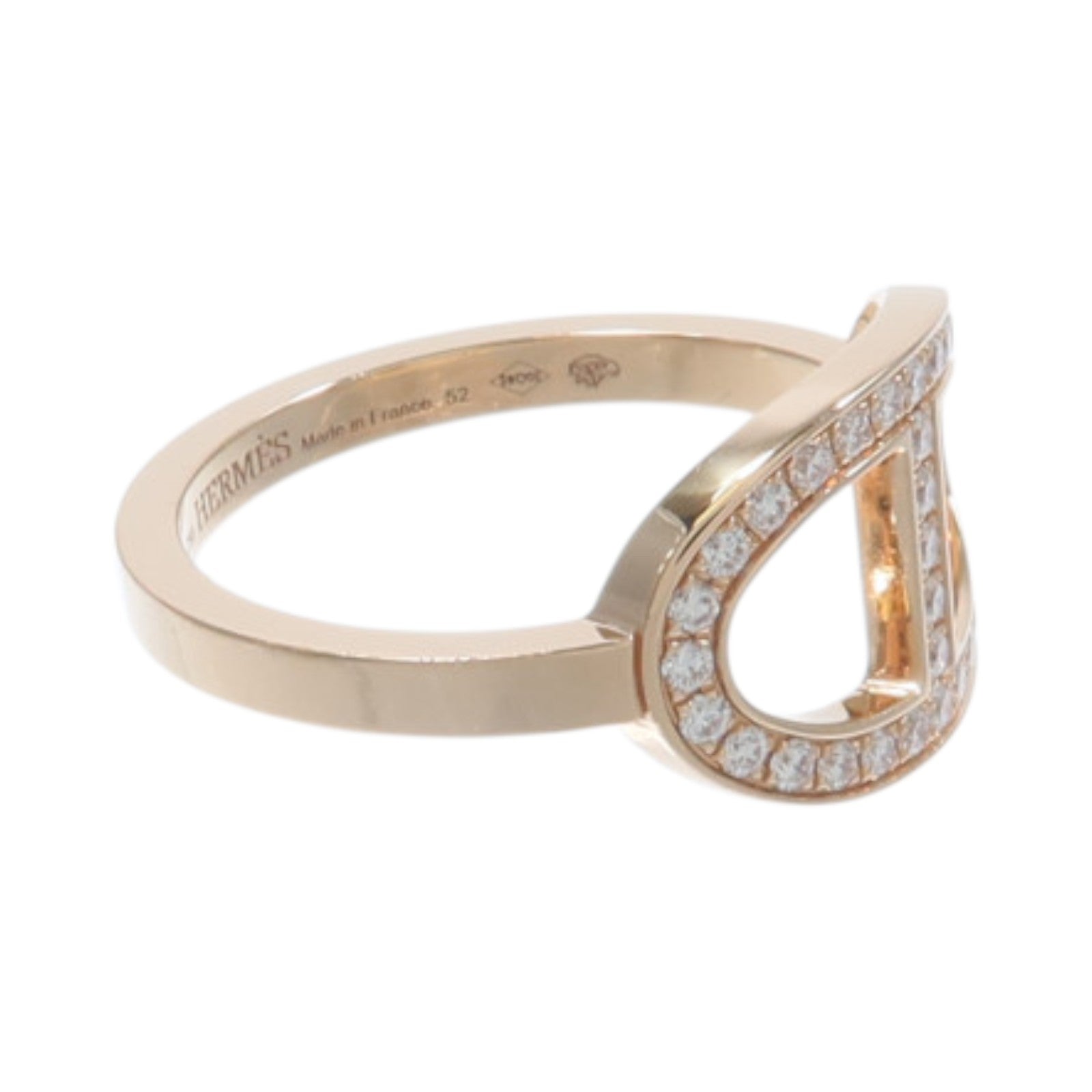 HERMES 18K玫瑰金Chaine D Ancre Contour Ring鑽石戒指