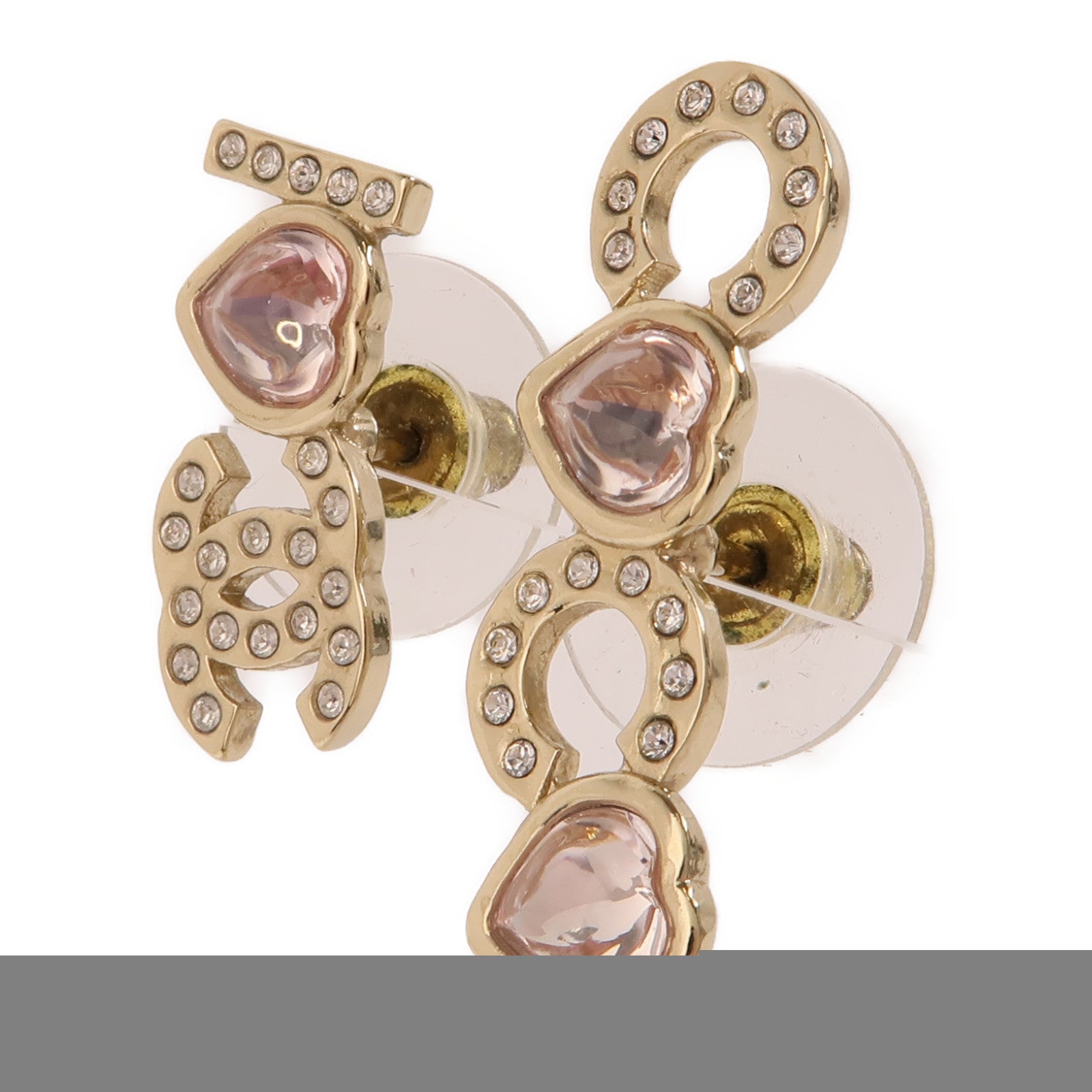 CHANEL PVC/金屬Earrings耳環金色/透明/粉紅色